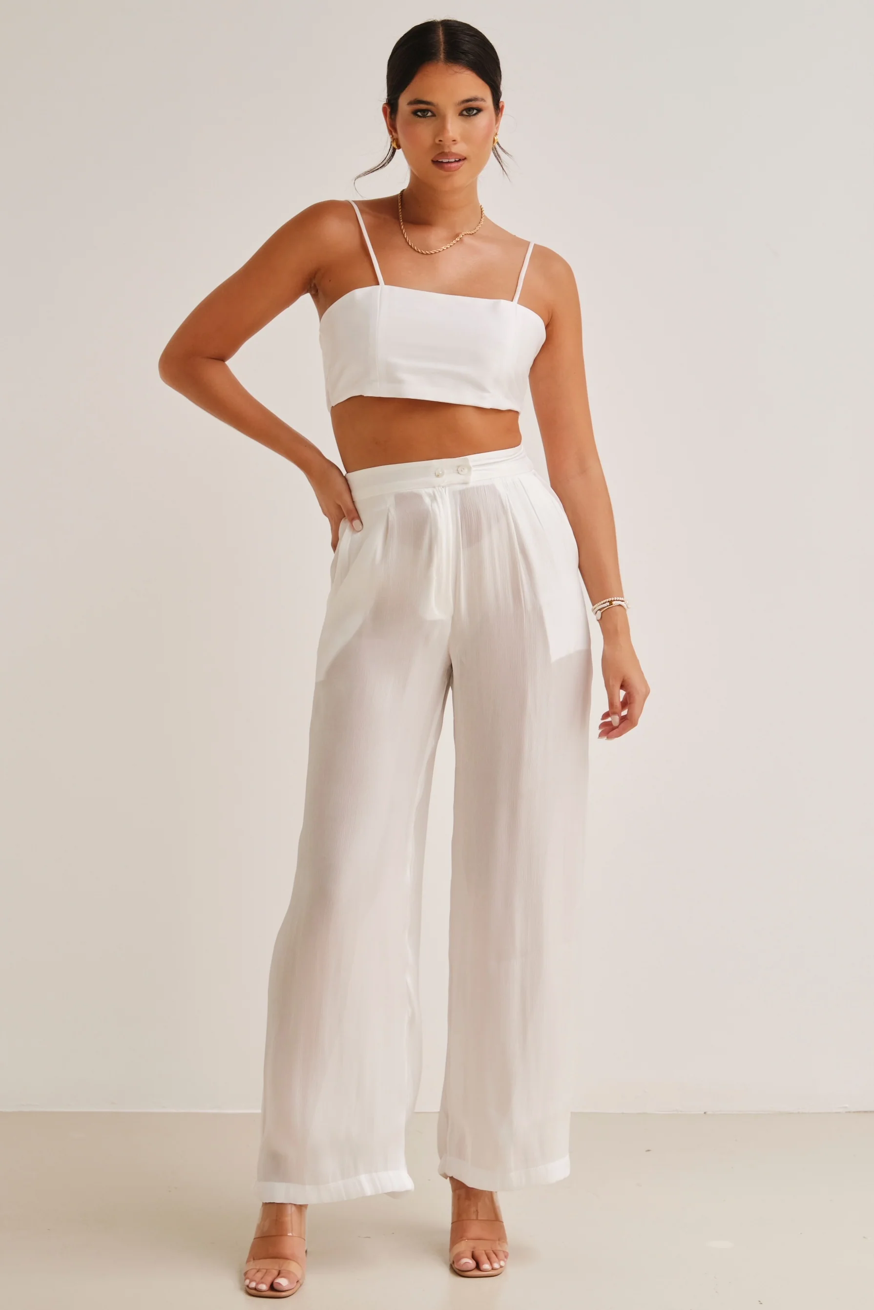 Zura Shimmer Crop Top White - Mc Mu