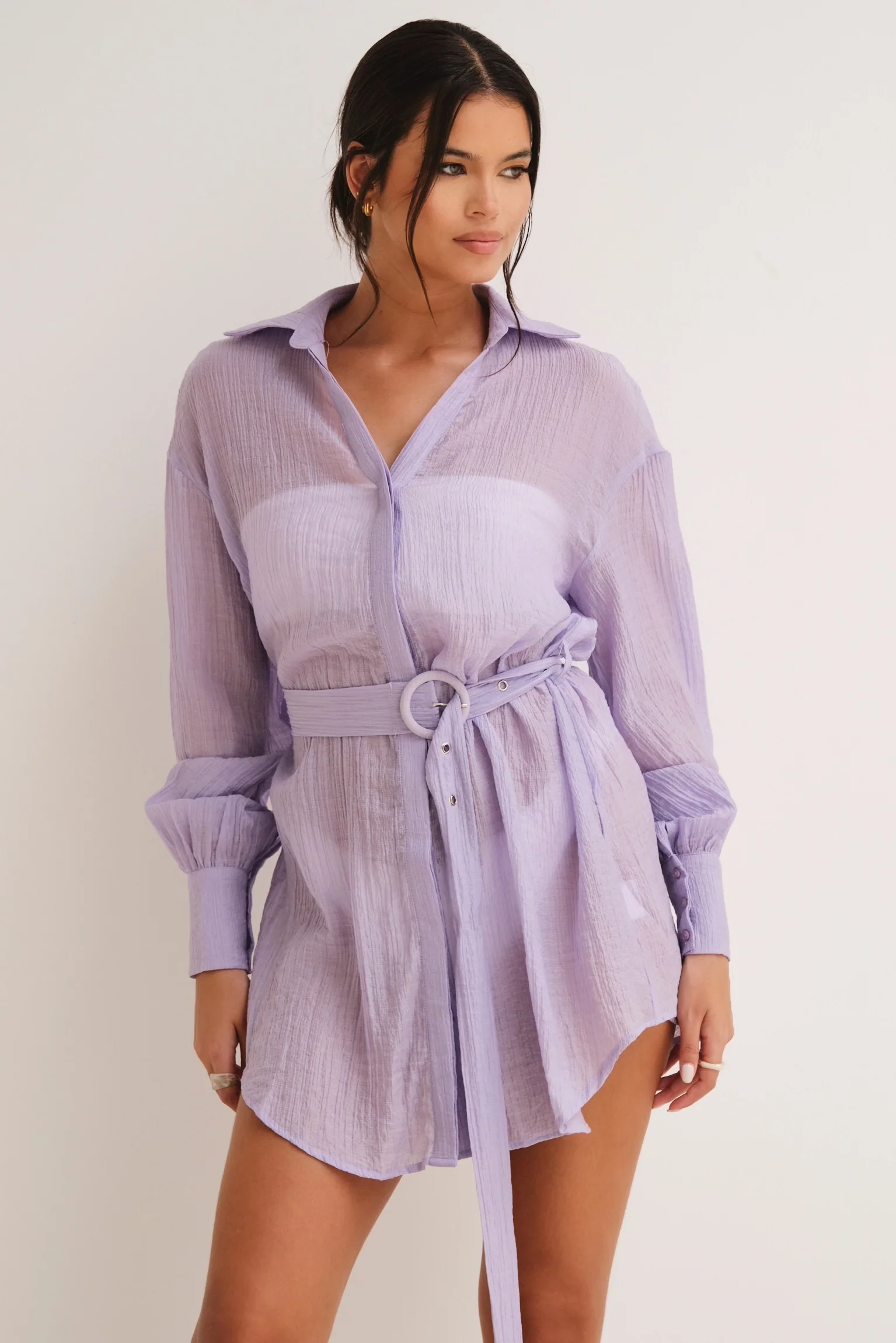 Gigi Belted shirt Dress Lilac - Mc Mu