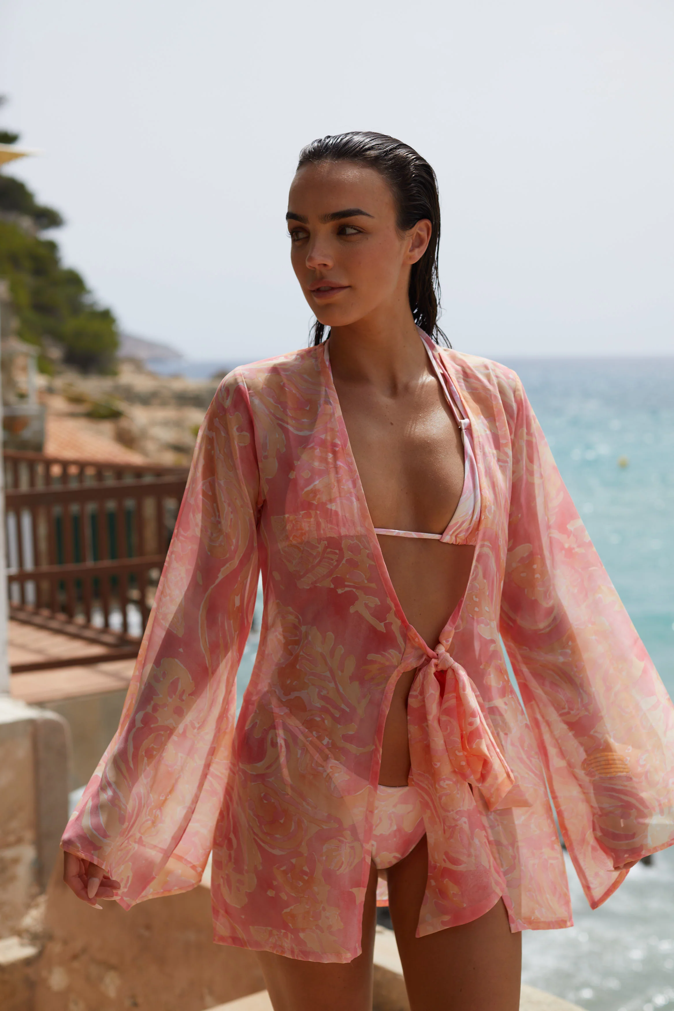 Catalina Tie Front Mini Kaftan - Mc Mu