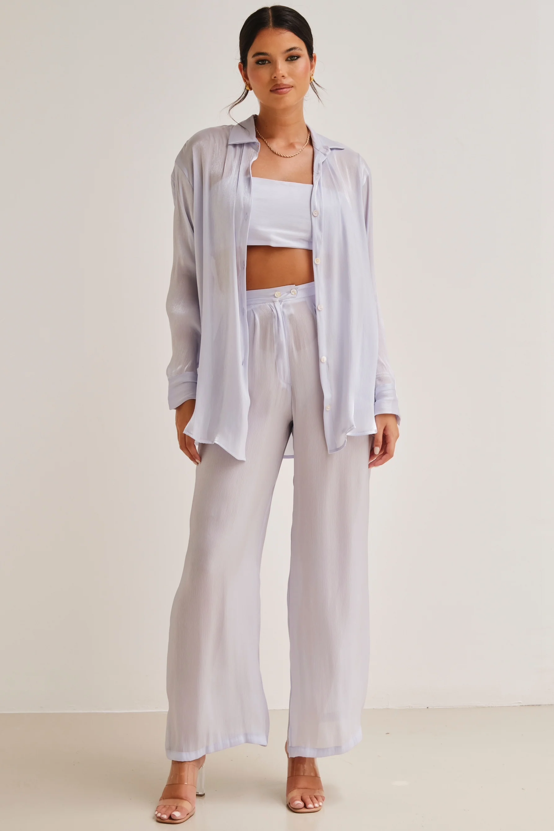 Zura Shimmer Crop Top Lilac - Mc Mu