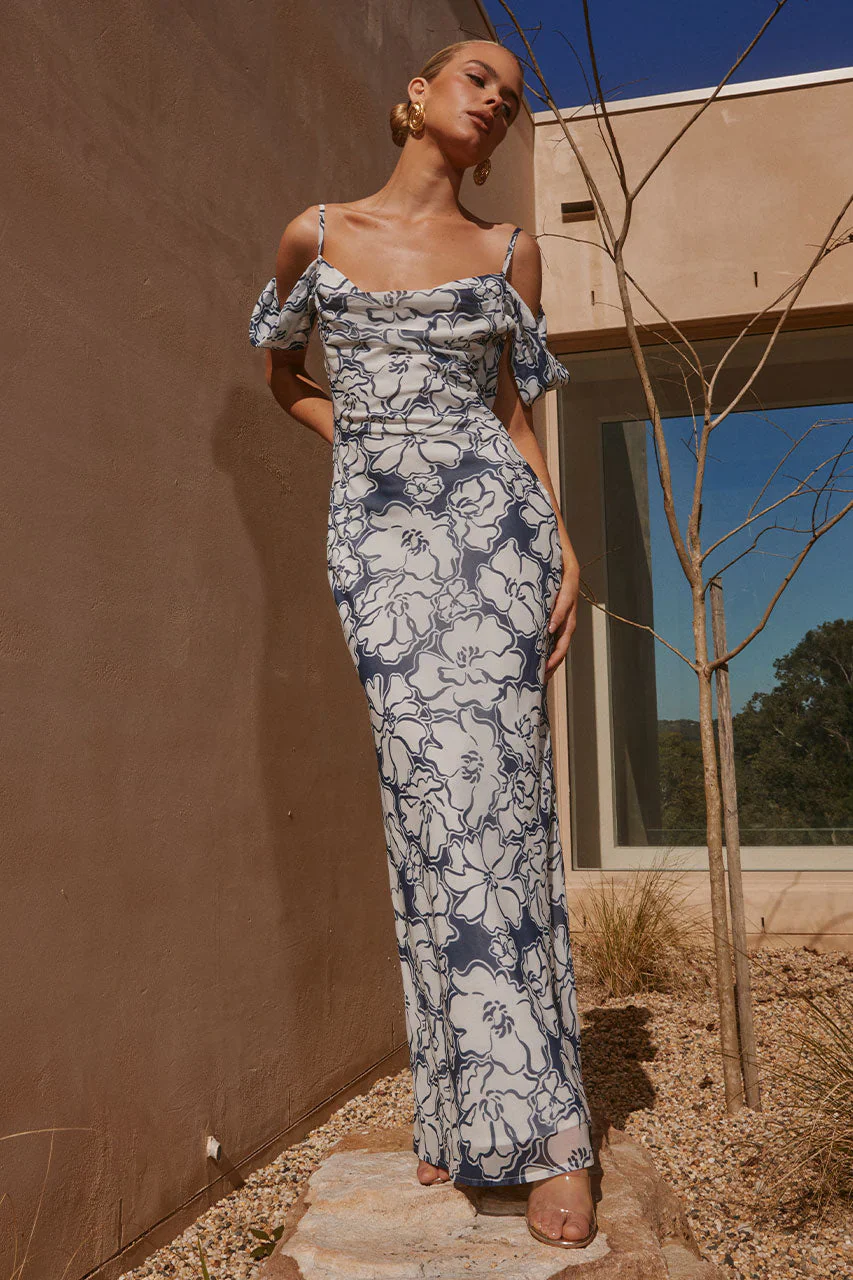 KELANI MAXI DRESS - NAVY FLORAL - Mc Mu