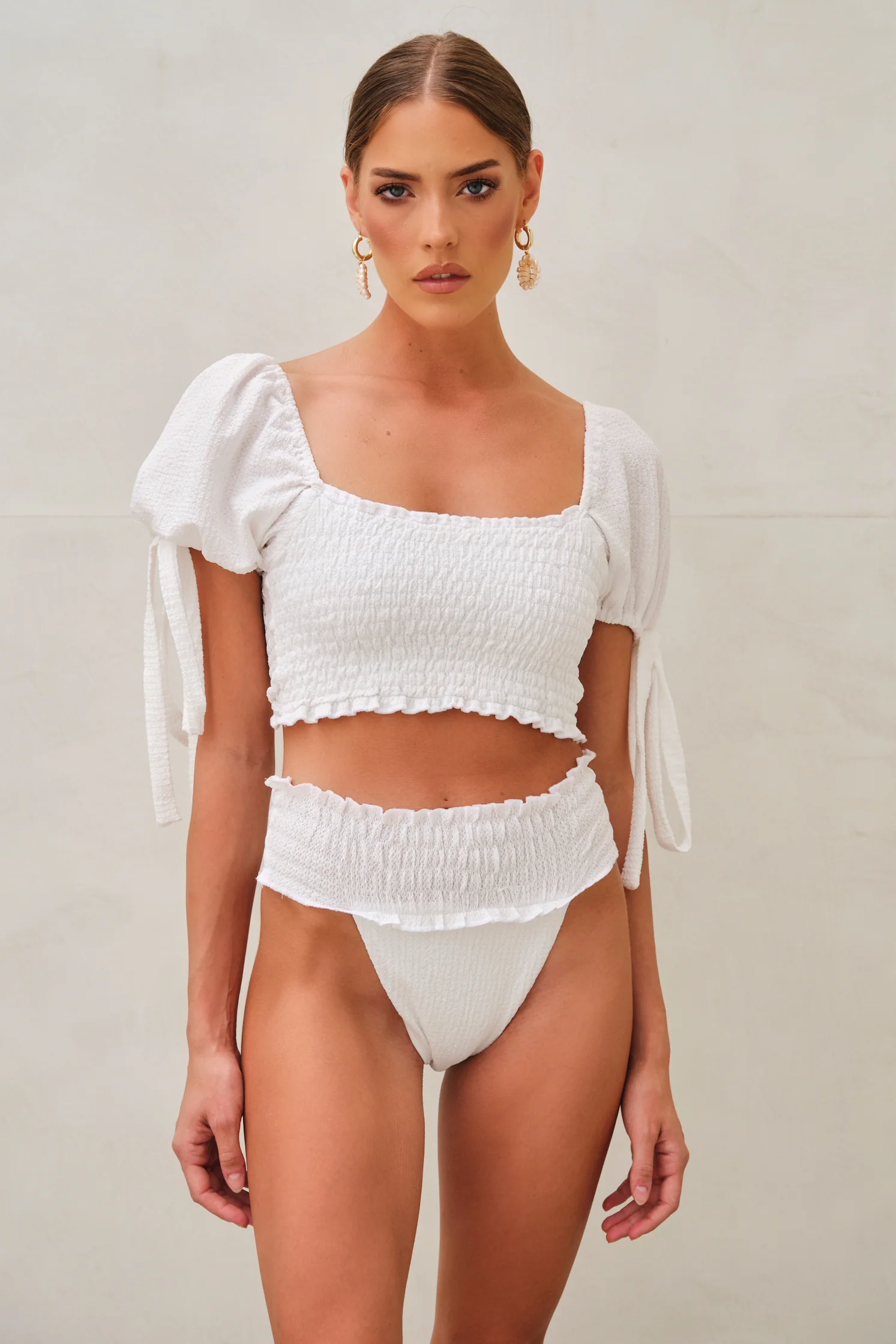 Milan High Waisted Bottoms White - Mc Mu