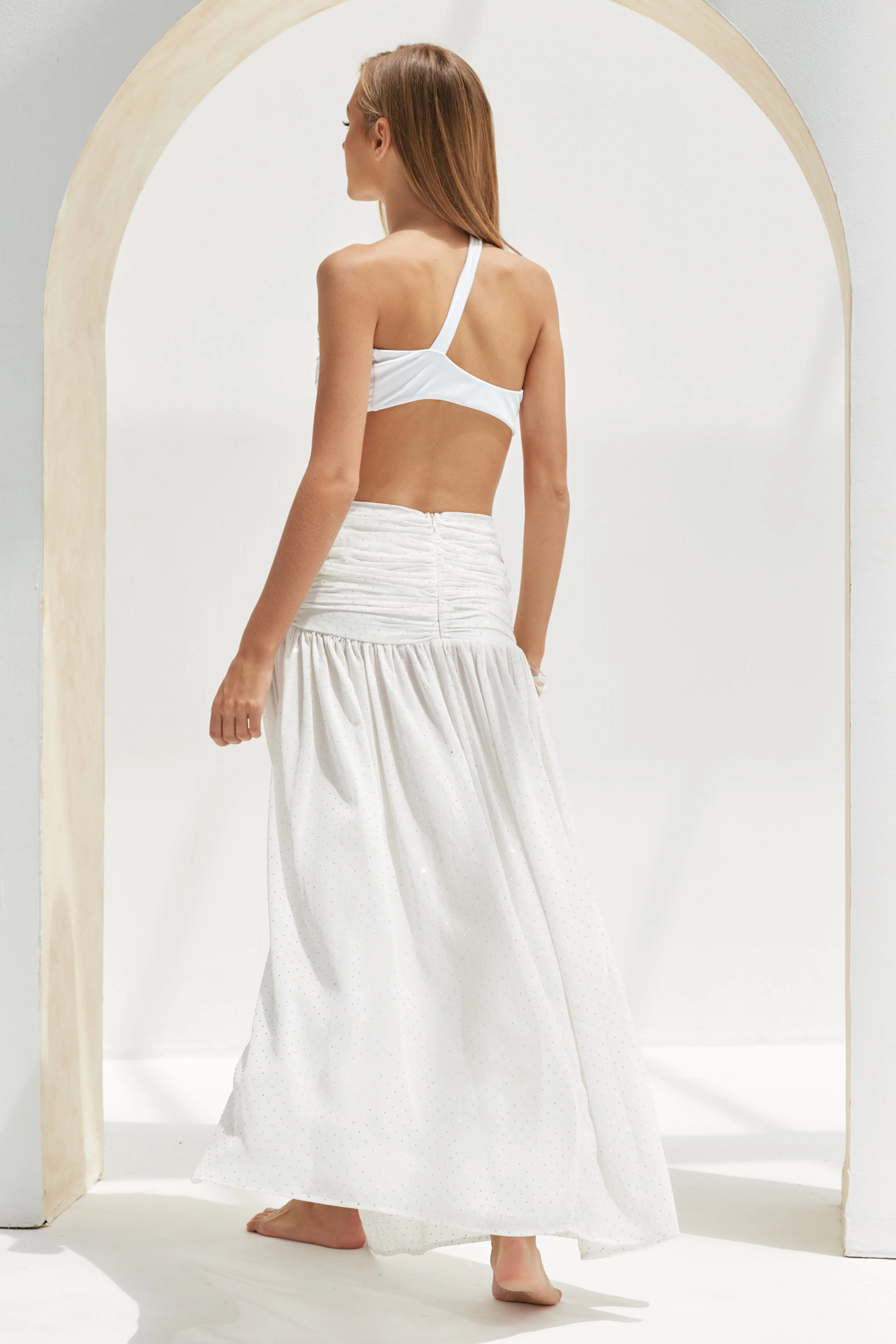 Zenia Crystal Gem Detail Skirt White - Mc Mu