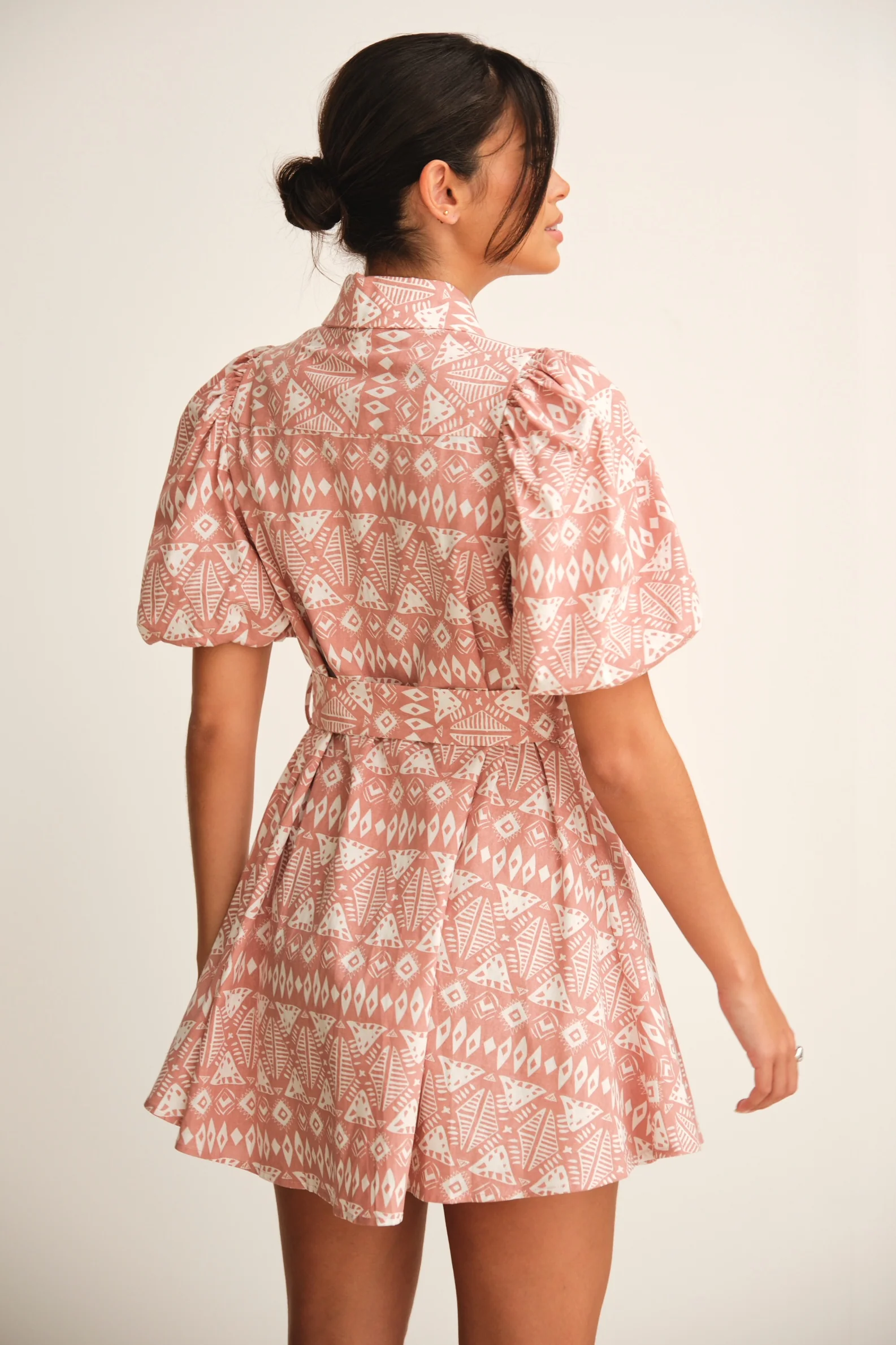 SHAUNA PUFF SLEEVE MINI DRESS ROSE - Mc Mu