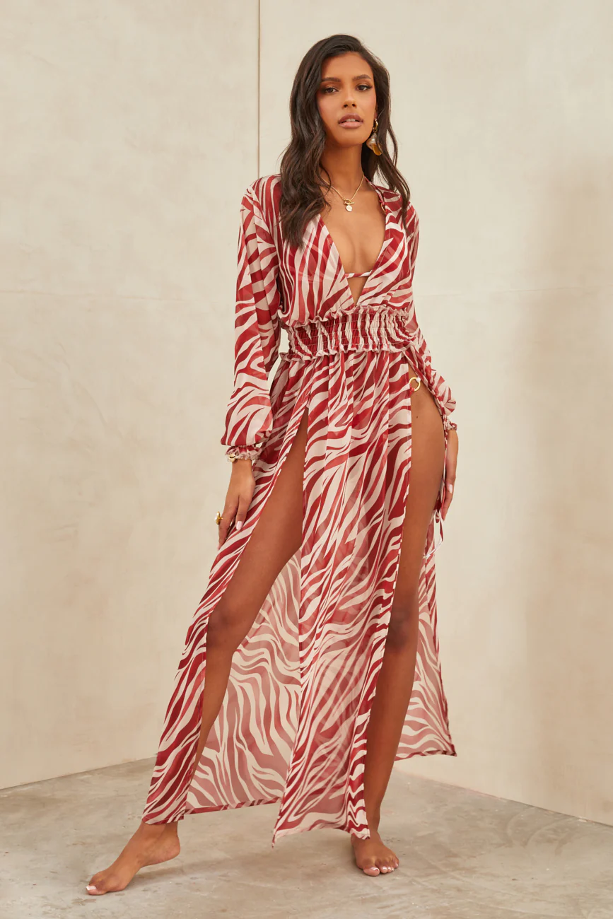 Anima Maxi Kaftan Red Zebra - Mc Mu