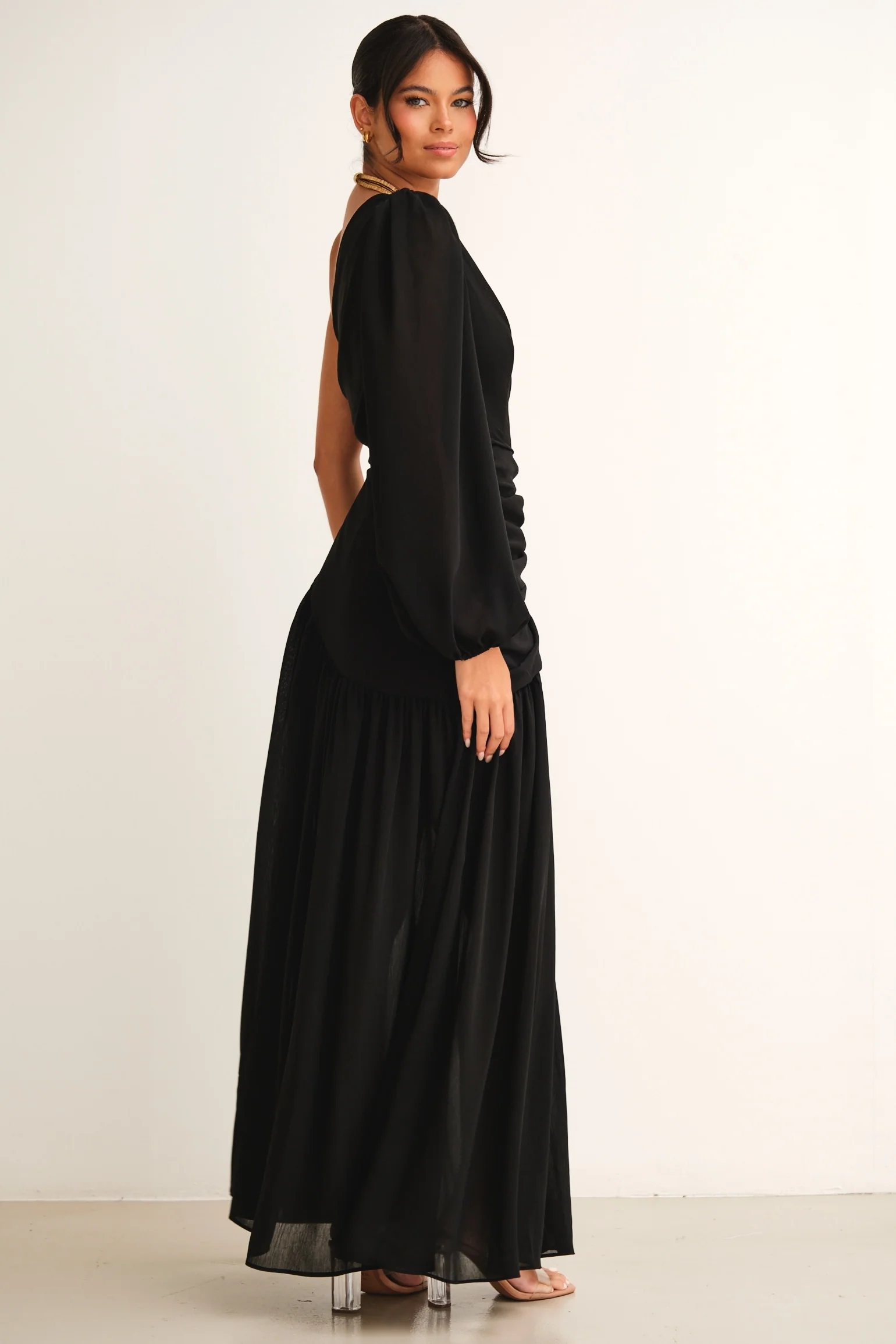 Piper One Shoulder Maxi Dress Black - Mc Mu