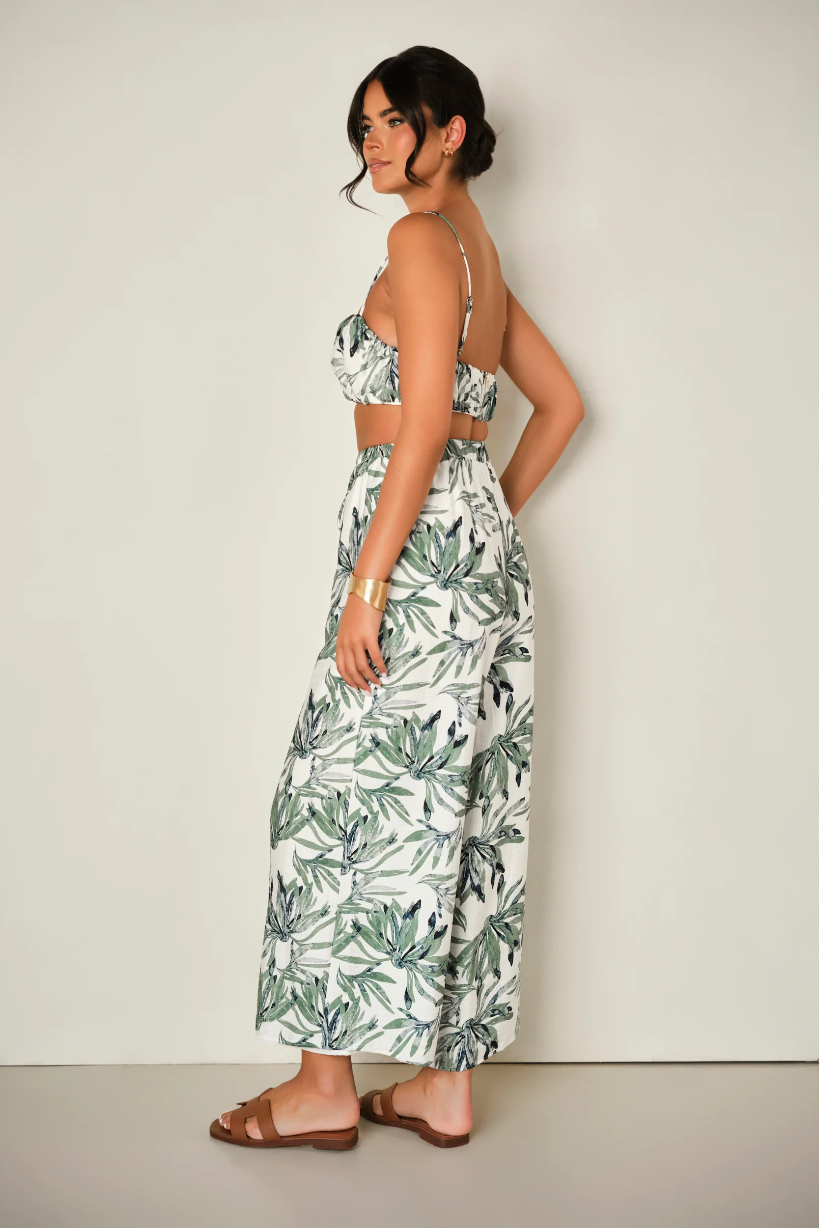 Camellia Crop Top Palm Print - Mc Mu