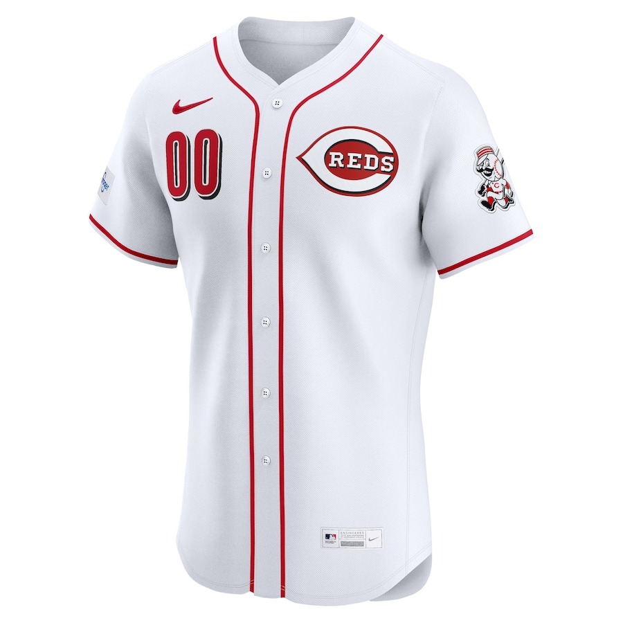 Men's Cincinnati Reds Nike White Home Elite Custom Patch Jersey - Mc Mu