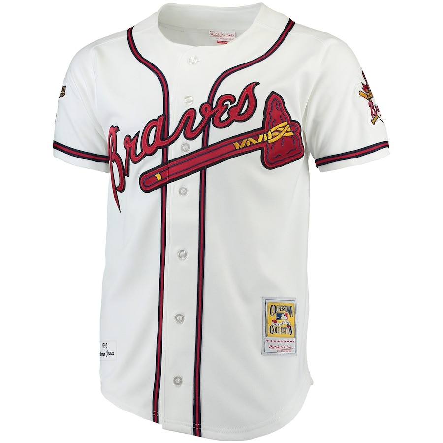 Men's Atlanta Braves Chipper Jones Mitchell & Ness White Authentic Jersey - Mc Mu