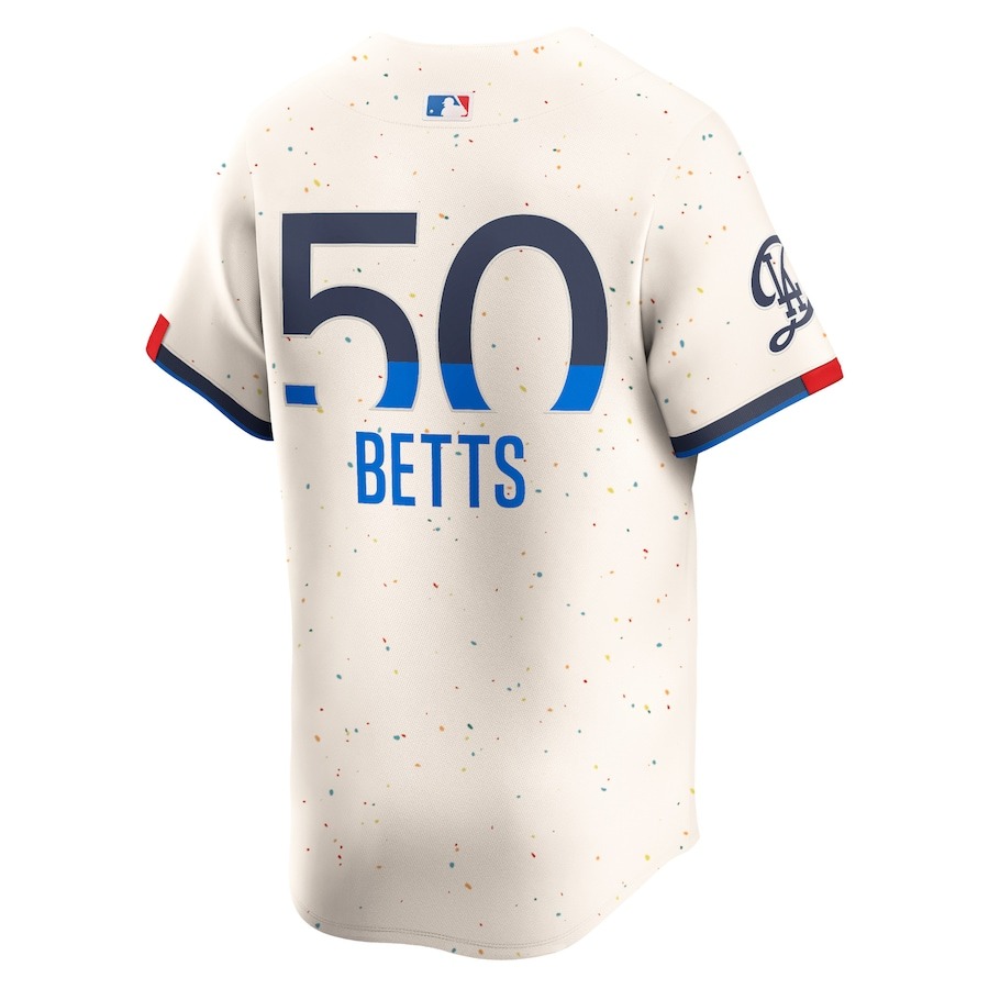 Men's Los Angeles Dodgers Mookie Betts Nike Cream 2024 World Series Champions City Connect Limited Player Jersey - Mc Mu