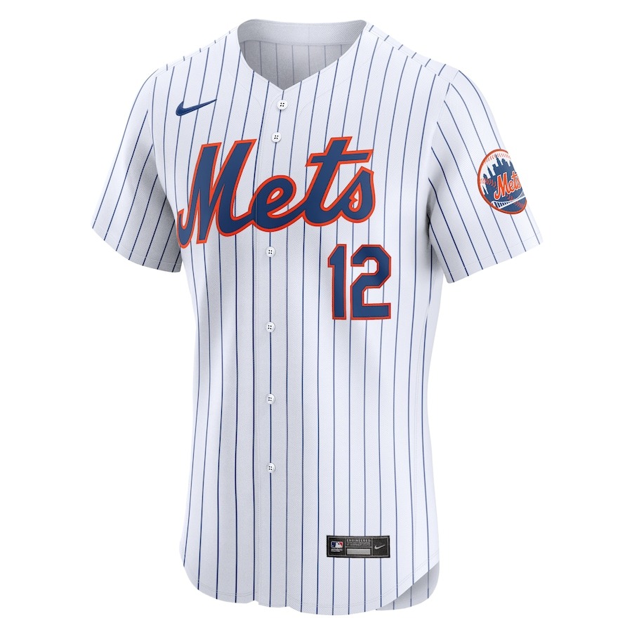 Men's New York Mets Francisco Lindor Nike White Home Elite Sponsor Patch Player Jersey - Mc Mu