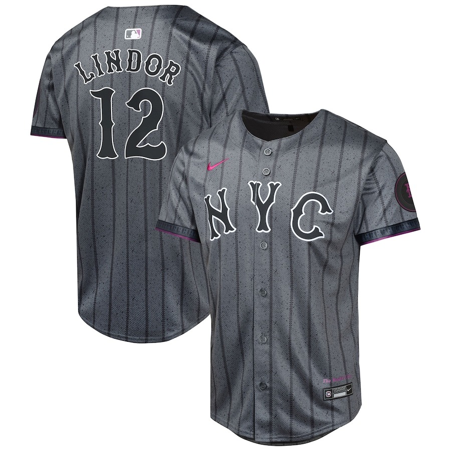 Youth New York Mets Francisco Lindor Nike Graphite 2024 City Connect Limited Player Jersey - Mc Mu