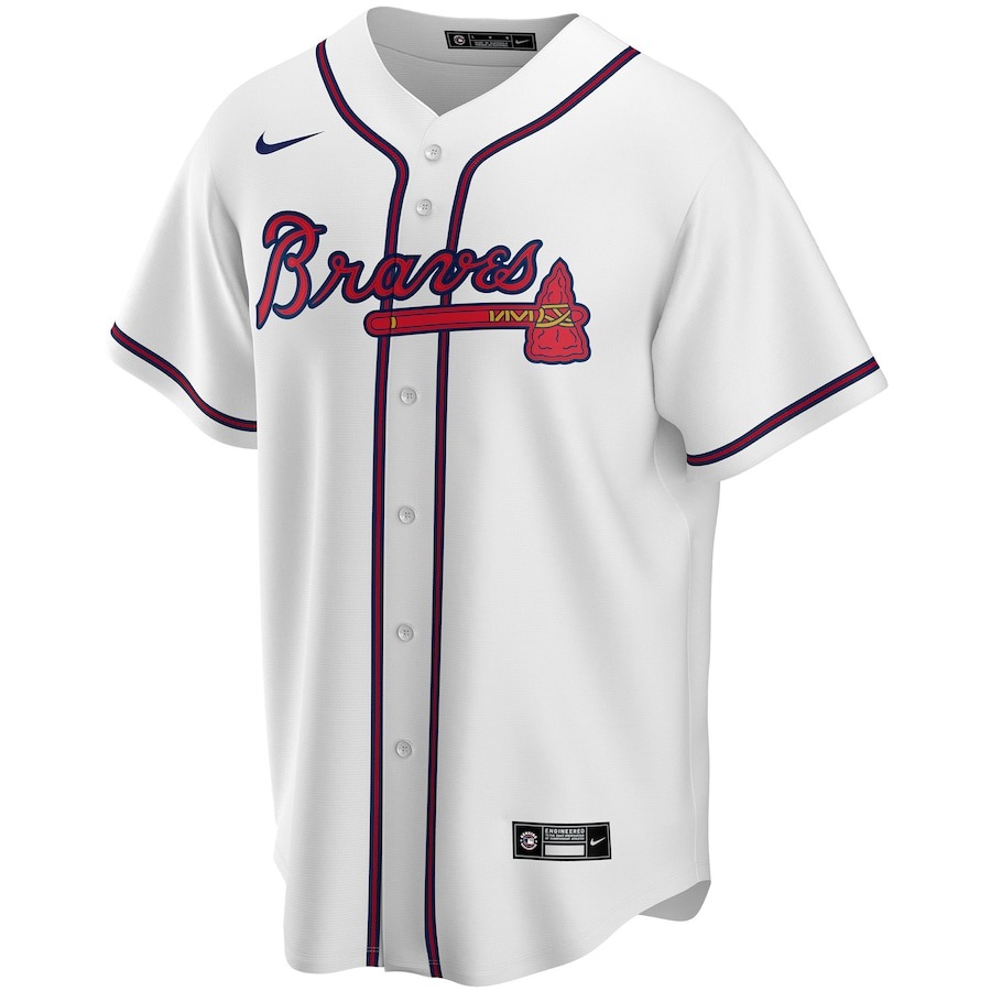 Men's Atlanta Braves Nike White Home Replica Custom Jersey - Mc Mu