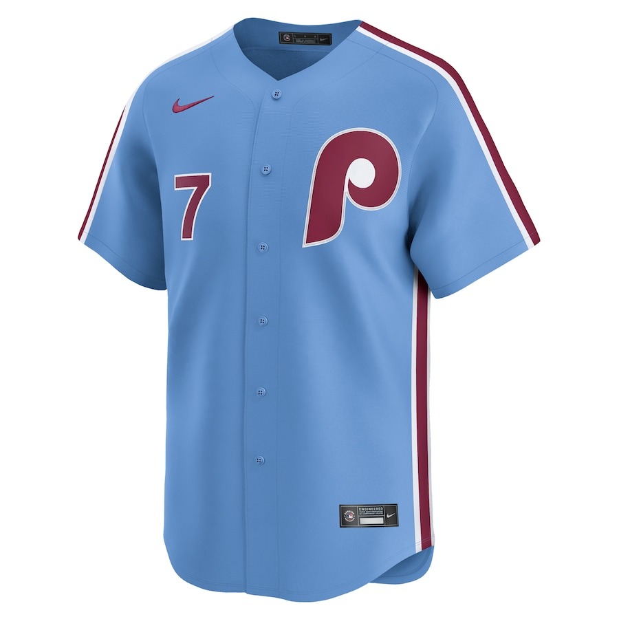 Men's Philadelphia Phillies Trea Turner Nike Light Blue Alternate Limited Player Jersey - Mc Mu
