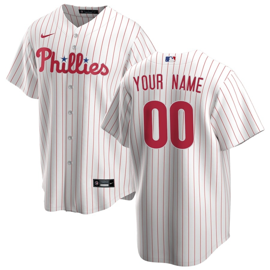 Men's Philadelphia Phillies Nike White Home Replica Custom Jersey - Mc Mu