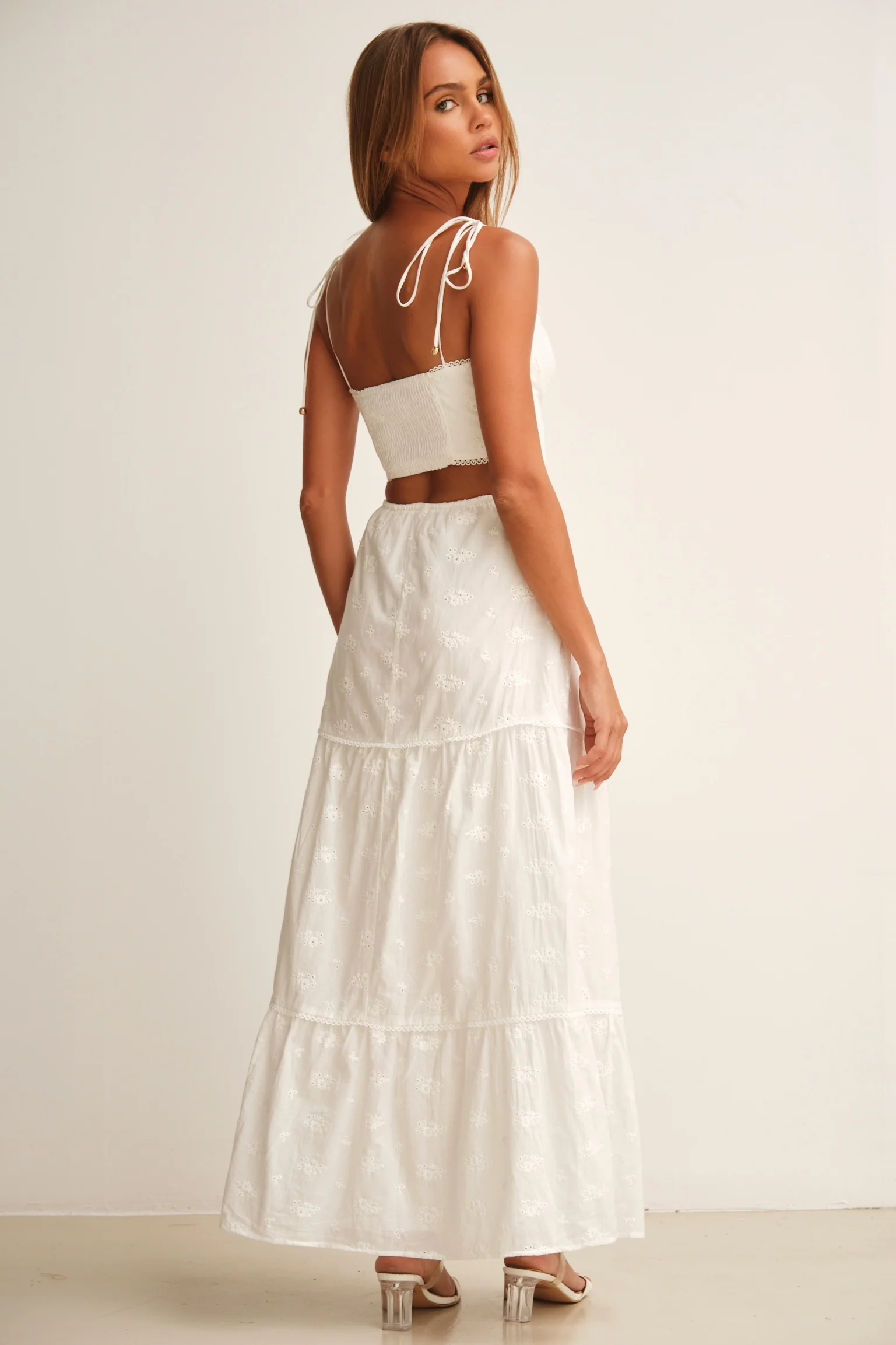 Flora Top & Maxi Skirt Co-Ord White - Mc Mu