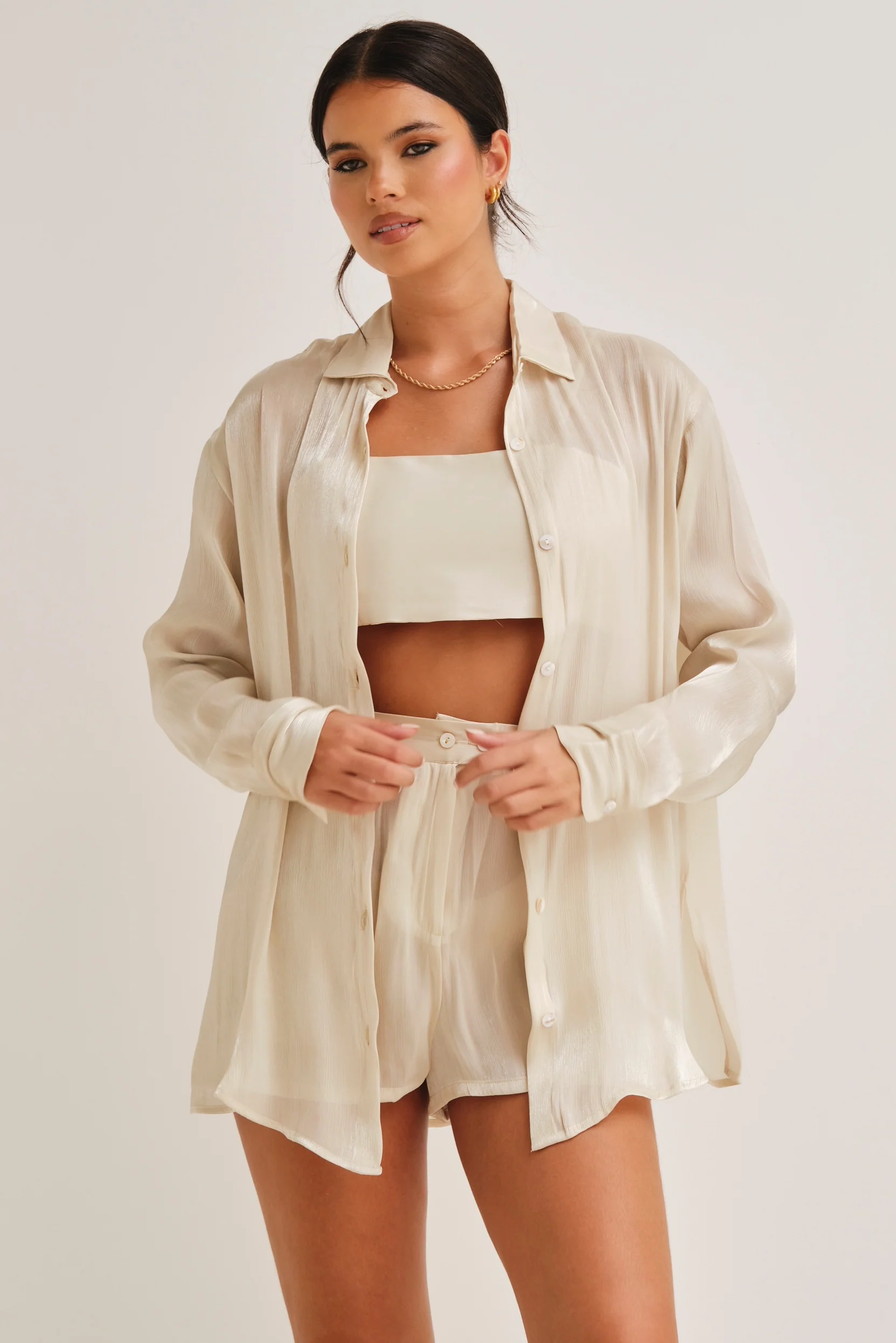 Zura Shimmer Shirt Olive - Mc Mu