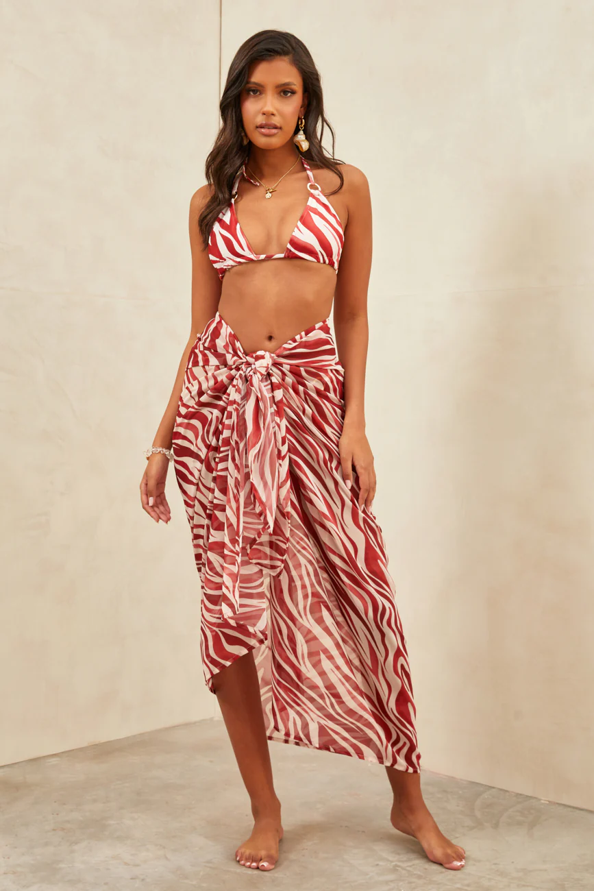 Anima Tie Side Bottoms Red Zebra - Mc Mu