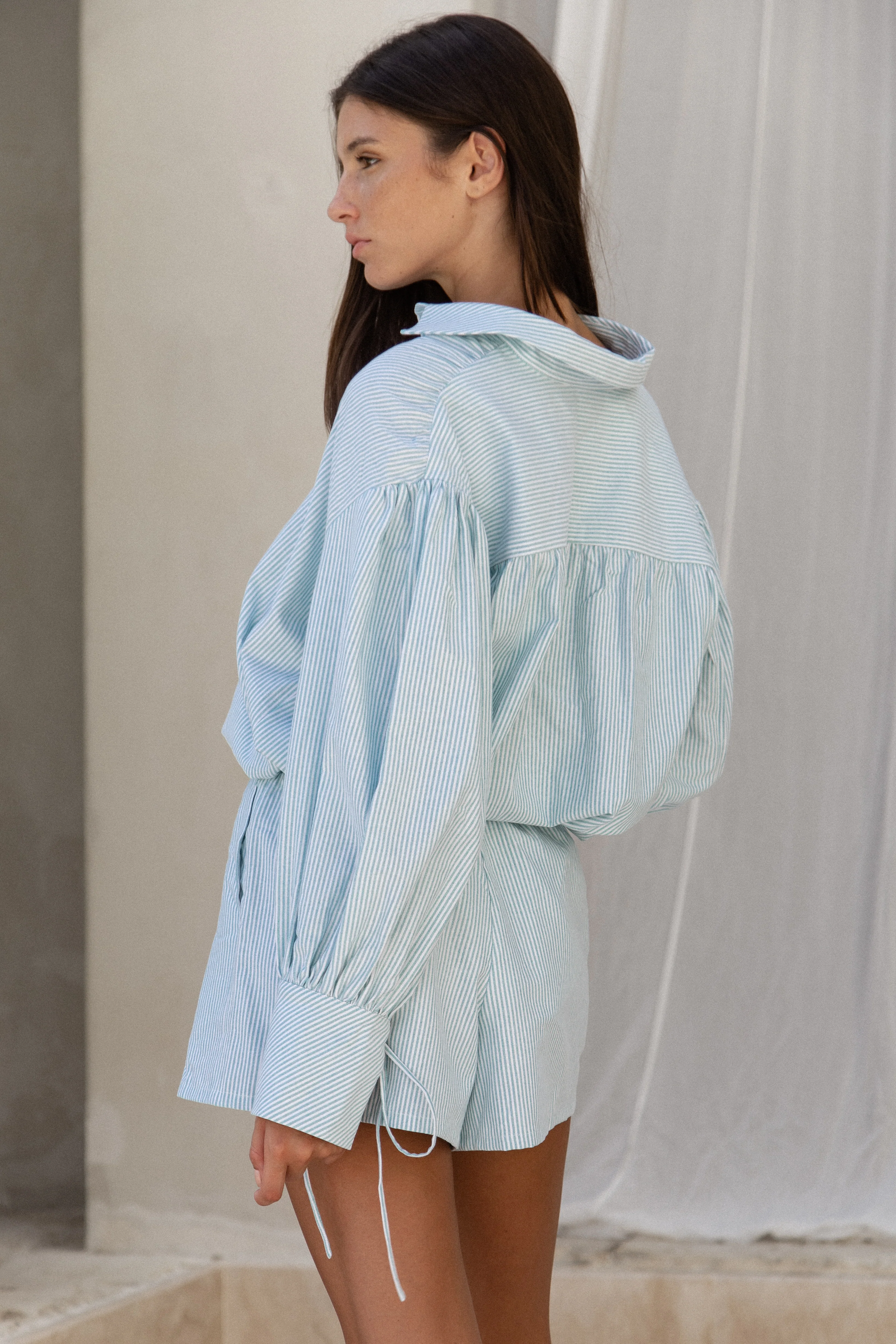 Callie Striped Shorts Teal - Mc Mu