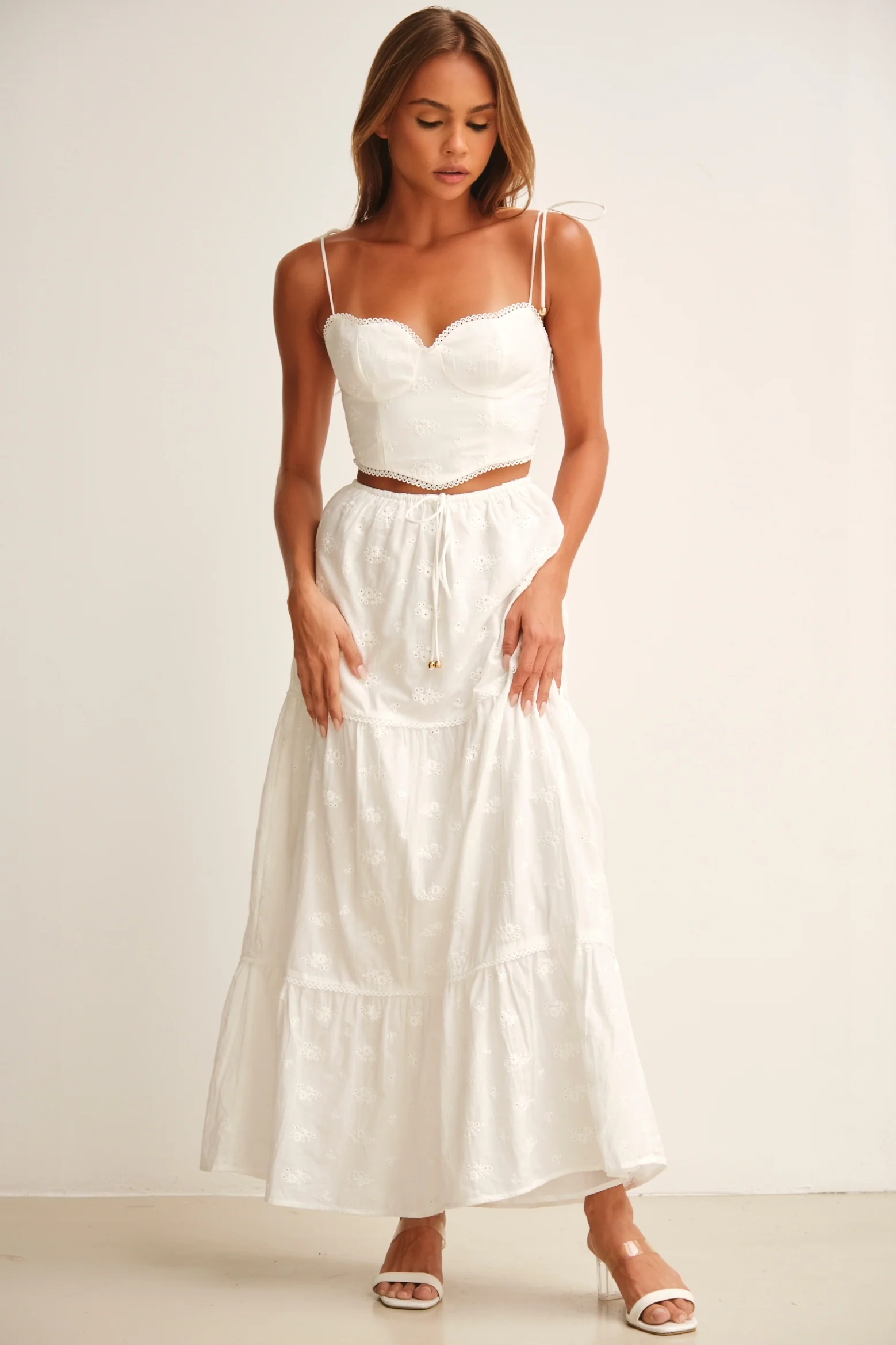 Flora Top & Maxi Skirt Co-Ord White - Mc Mu