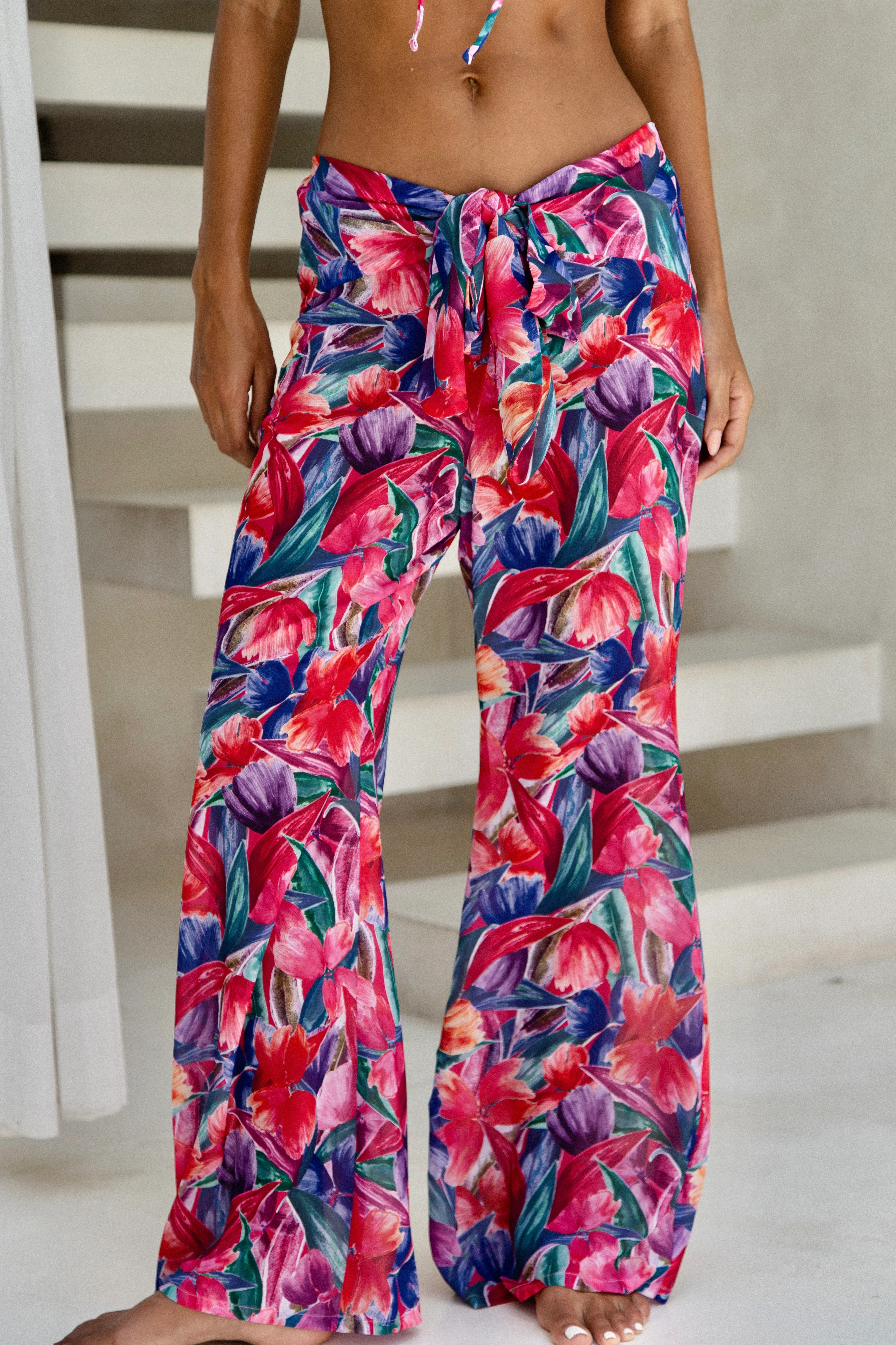 Carmen Tie Front Pants Floral - Mc Mu