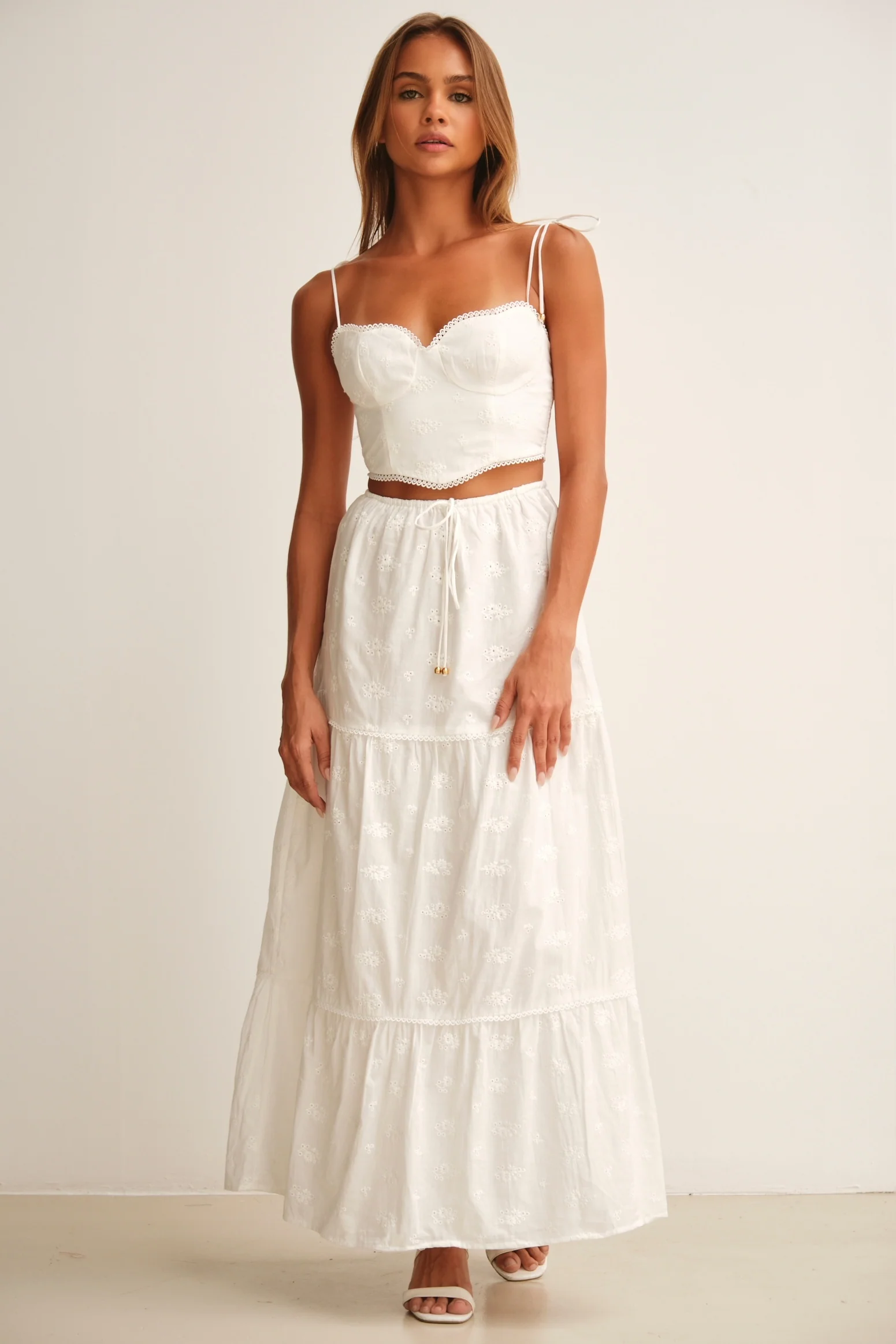 Flora Top & Maxi Skirt Co-Ord White - Mc Mu