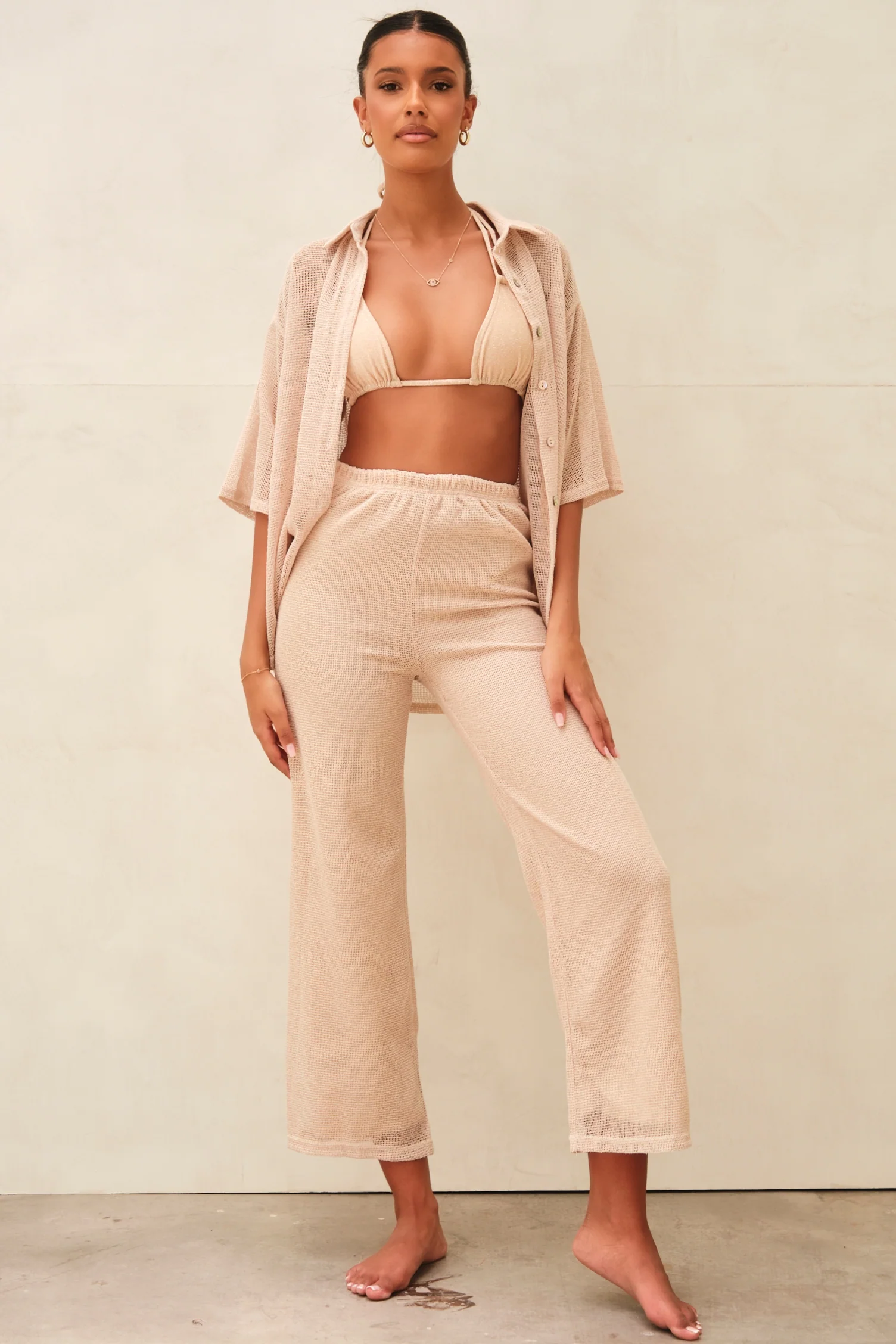 Yasmine Top & Pants Knitted Co-ord Sand - Mc Mu