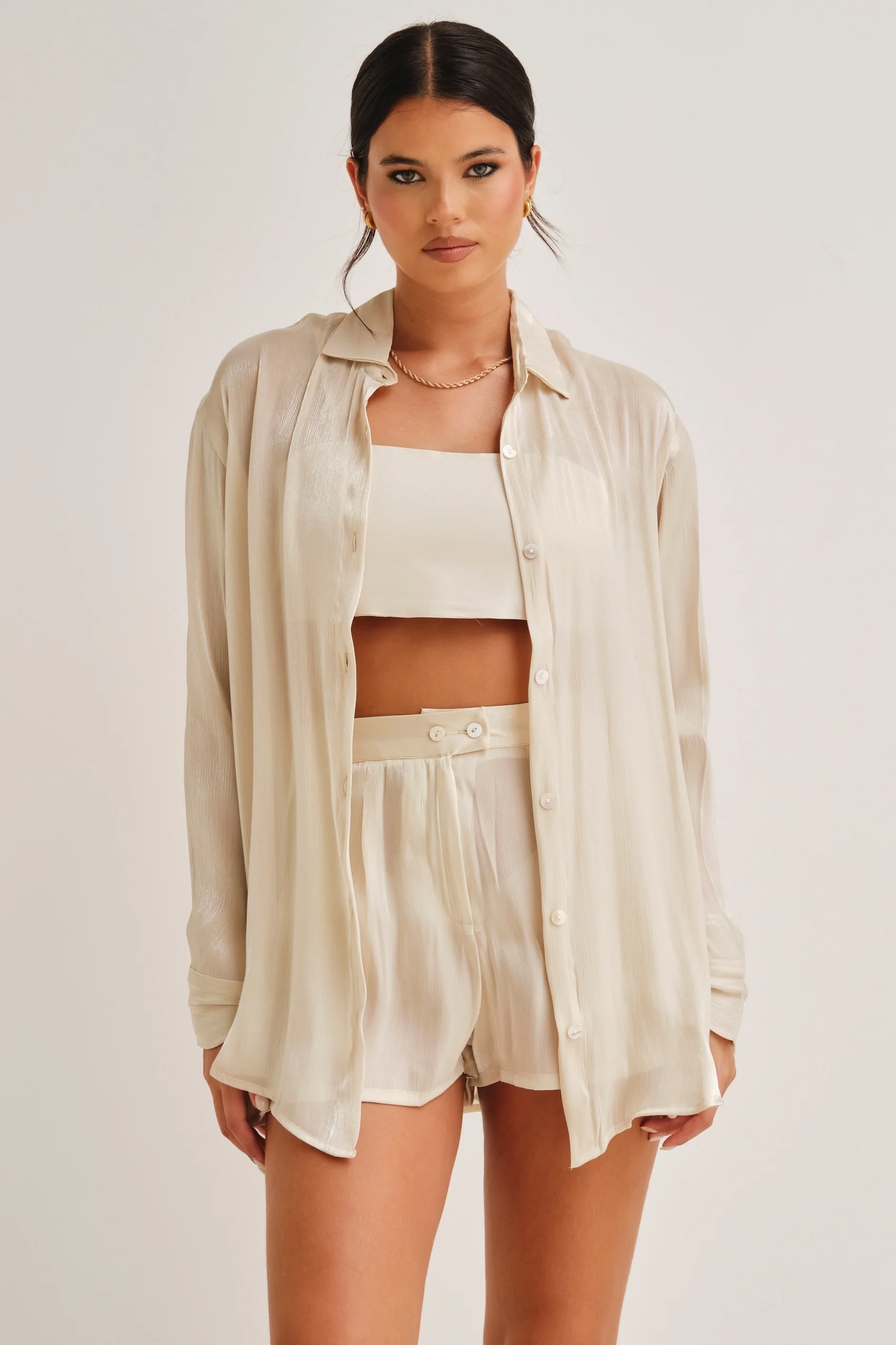 Zura Shimmer Shirt Olive - Mc Mu