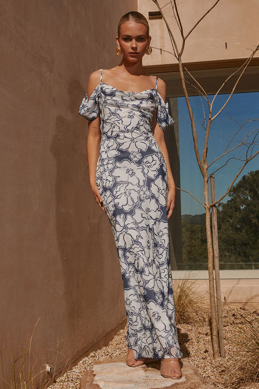 KELANI MAXI DRESS - NAVY FLORAL - Mc Mu