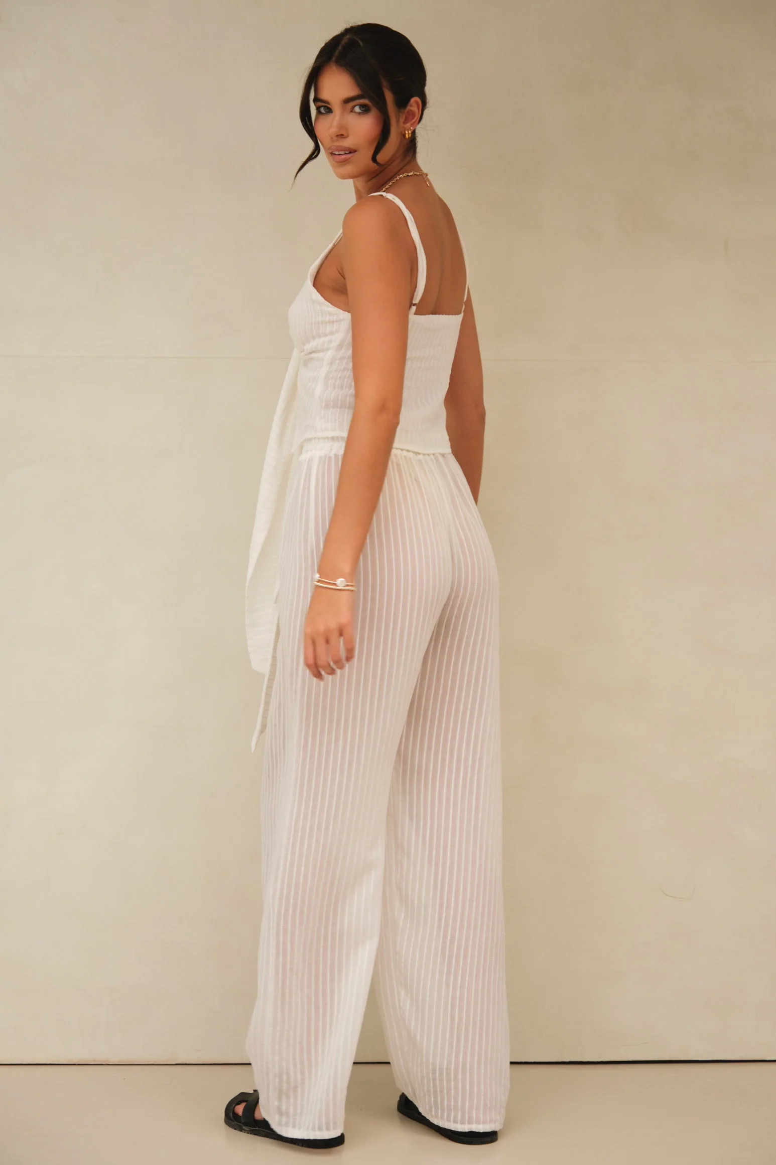 Micha Striped Detail Pants White - Mc Mu