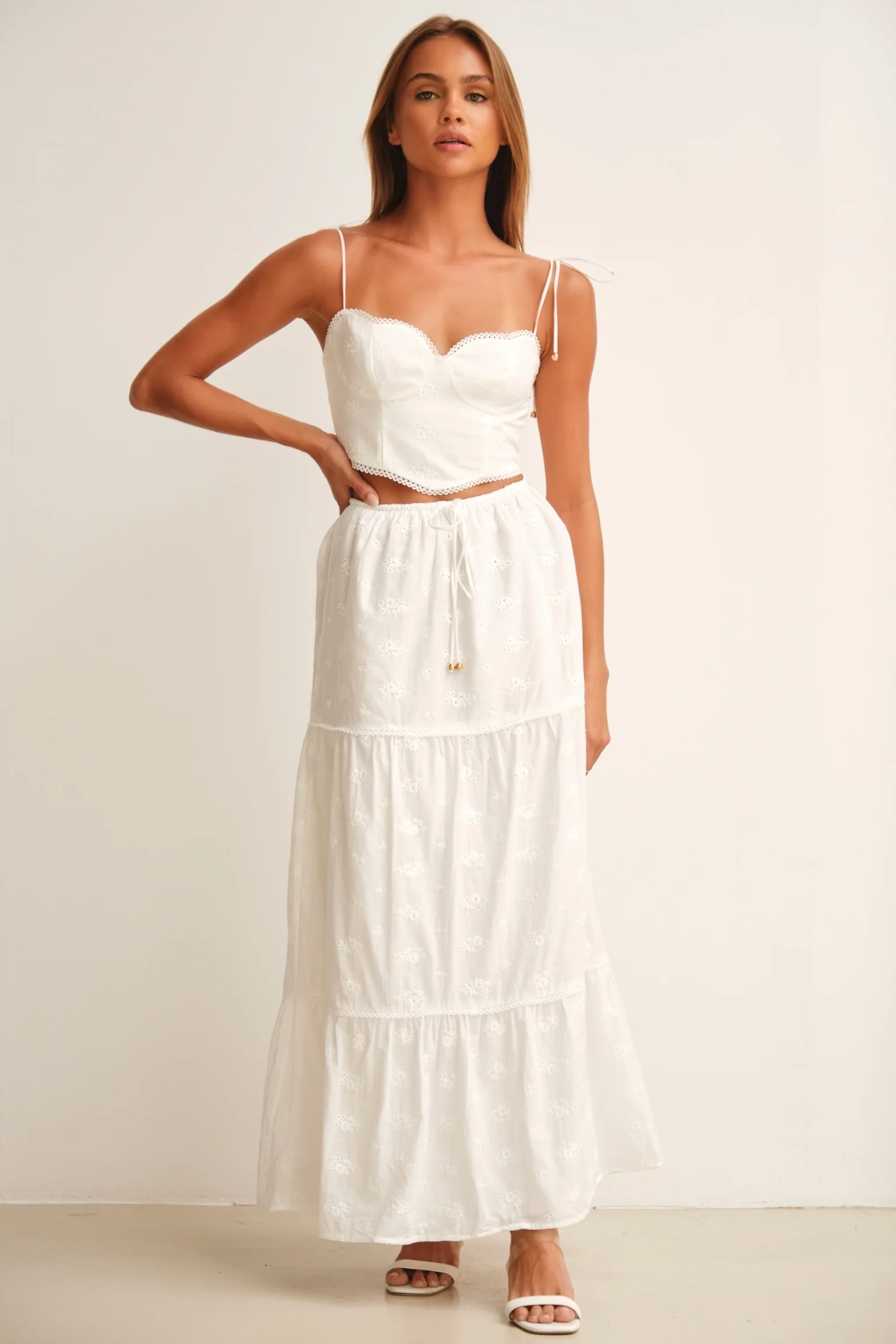 Flora Top & Maxi Skirt Co-Ord White - Mc Mu