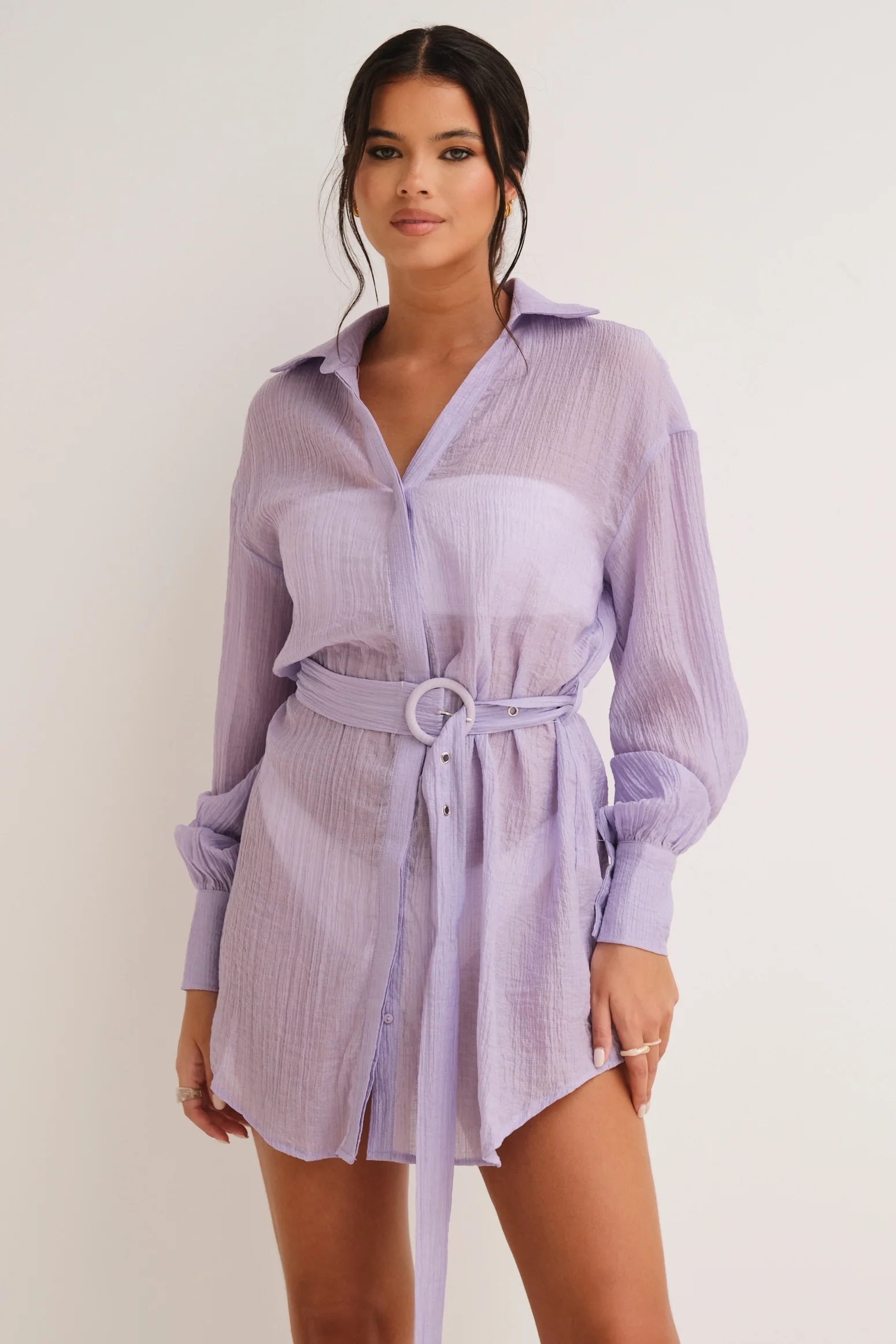 Gigi Belted shirt Dress Lilac - Mc Mu