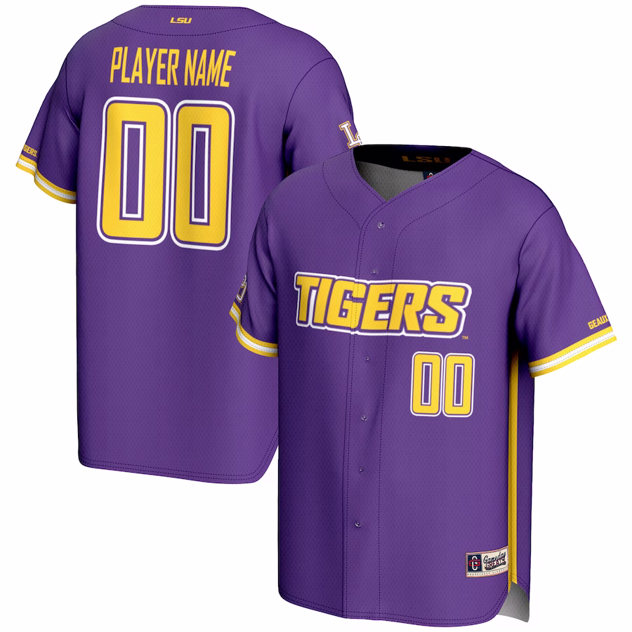 LSU Tigers GameDay Greats Youth NIL Pick-A-Player Lightweight Baseball Jersey - Purple - Mc Mu