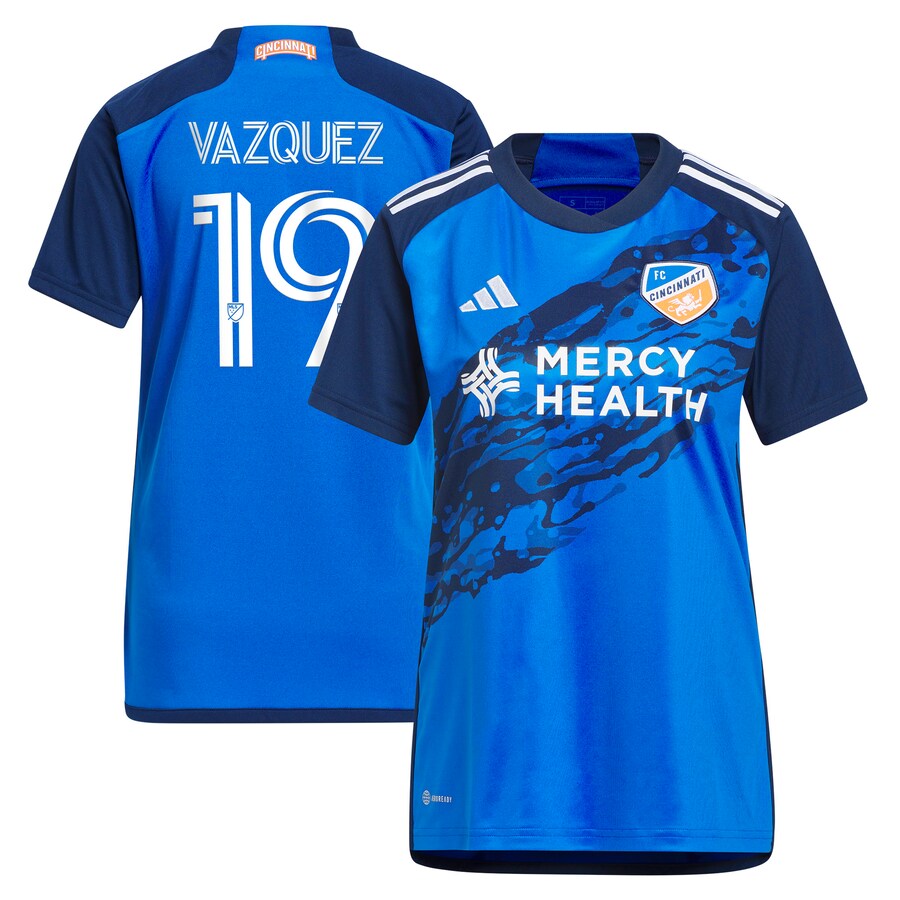 Women's FC Cincinnati Brandon Vazquez adidas Blue 2023 River Kit Replica Jersey - Mc Mu