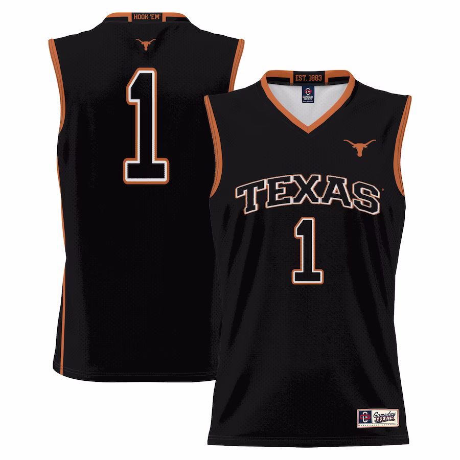 #1 Texas Longhorns GameDay Greats Youth Lightweight Replica Basketball Jersey - Black - Mc Mu
