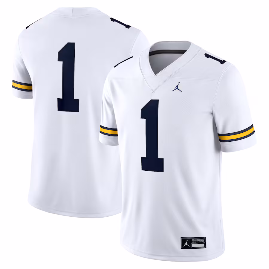 Men's Jordan Brand #1 White Michigan Wolverines Game Jersey - Mc Mu