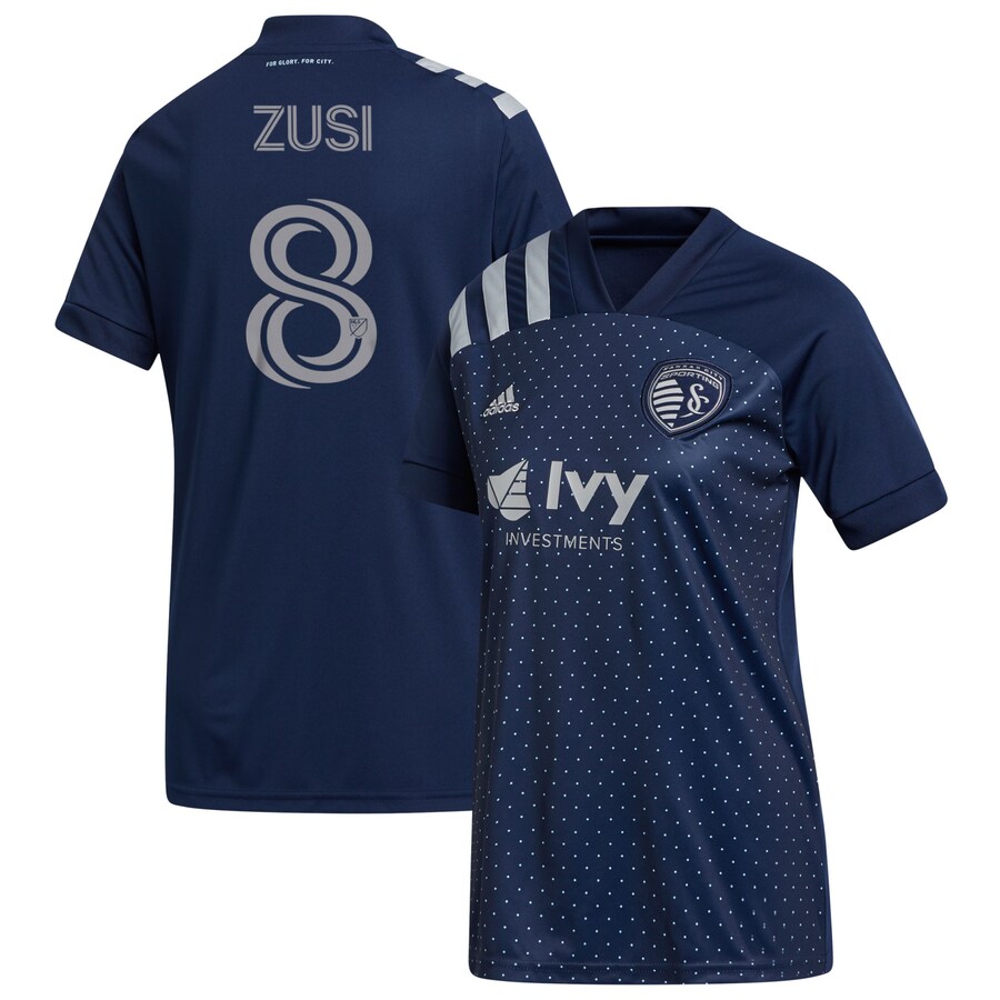 Women's Sporting Kansas City Graham Zusi adidas Navy 2020 Swiss Dots Replica Jersey - Mc Mu