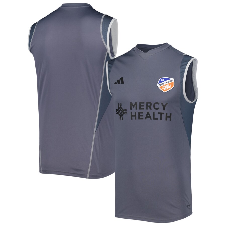 Men's FC Cincinnati adidas Gray 2023 On-Field Sleeveless Training Jersey - Mc Mu