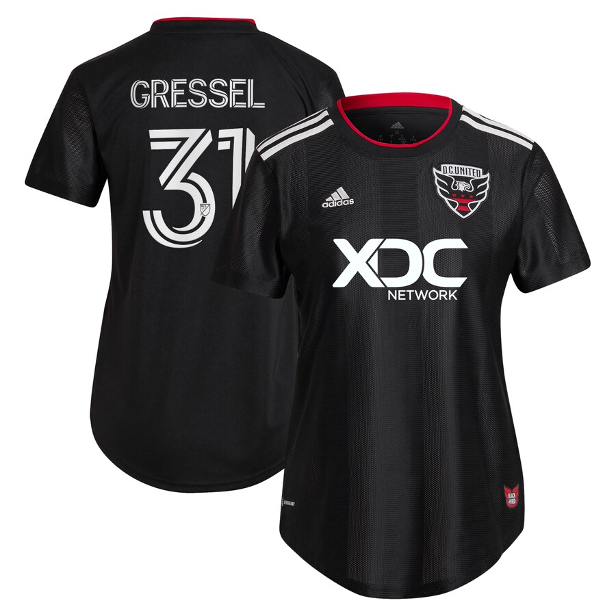 Women's D.C. United Julian Gressel adidas Black 2022 Black and Red Kit Replica Player Jersey - Mc Mu