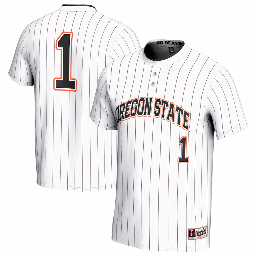#1 Oregon State Beavers GameDay Greats Youth Softball Fashion Jersey - White - Mc Mu