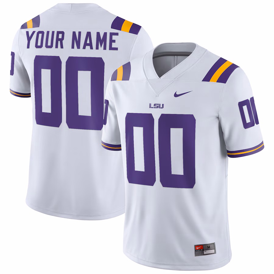 LSU Tigers Nike Football Custom Game Jersey - White - Mc Mu