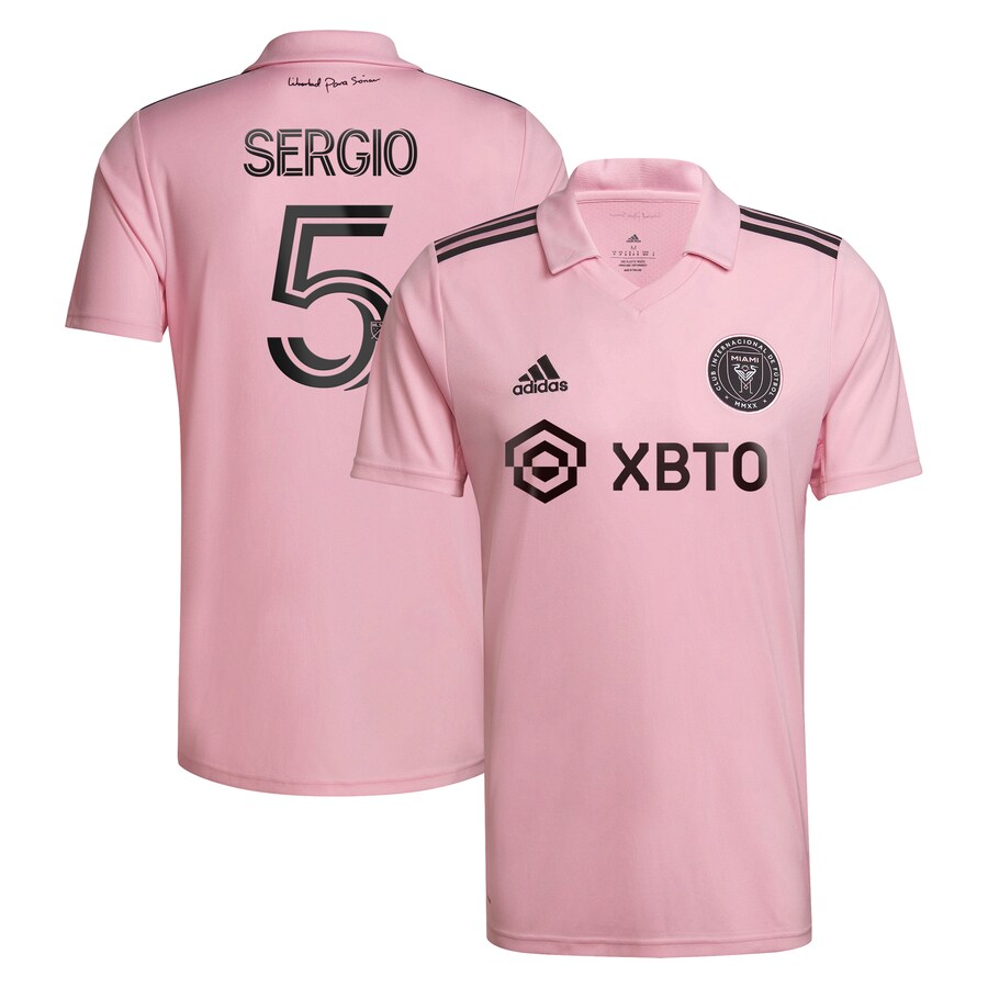 Men's Inter Miami CF Sergio Busquets adidas Pink 2023 The Heart Beat Kit Replica Player Jersey - Mc Mu
