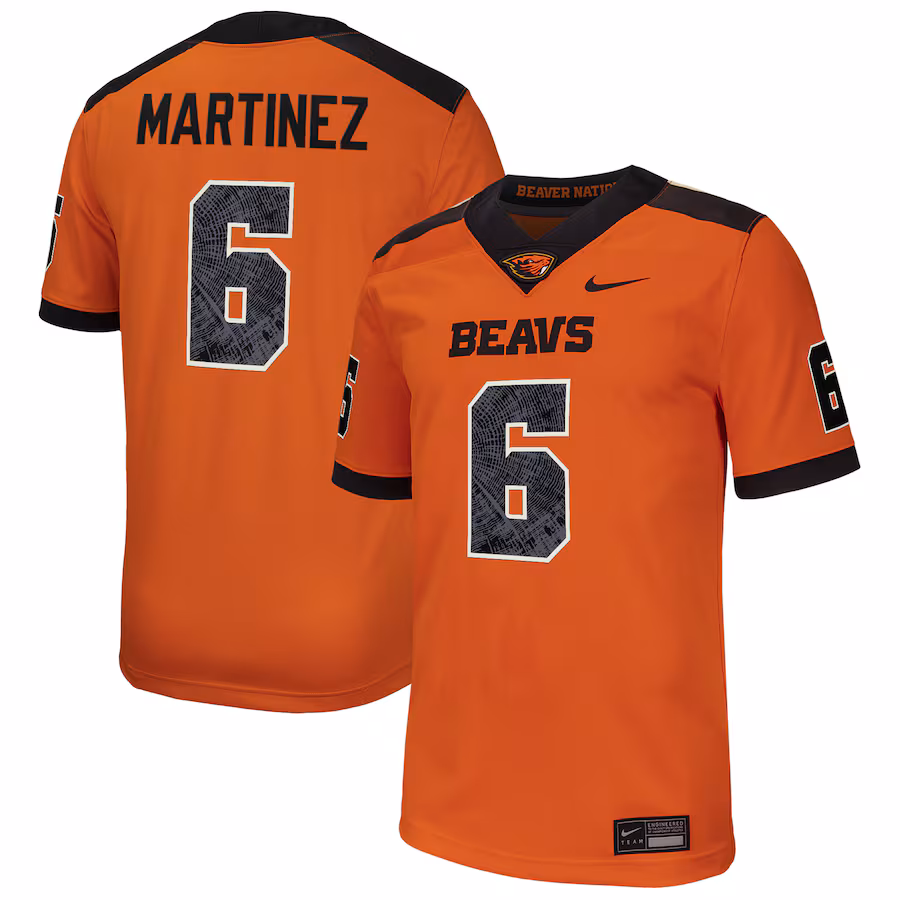 Damien Martinez Oregon State Beavers Nike NIL Football Player Jersey - Orange - Mc Mu