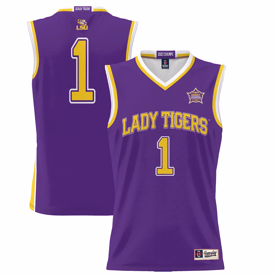 LSU Tigers GameDay Greats Youth 2023 NCAA Women's Basketball National Champions Lightweight Basketball Jersey - Purple - Mc Mu