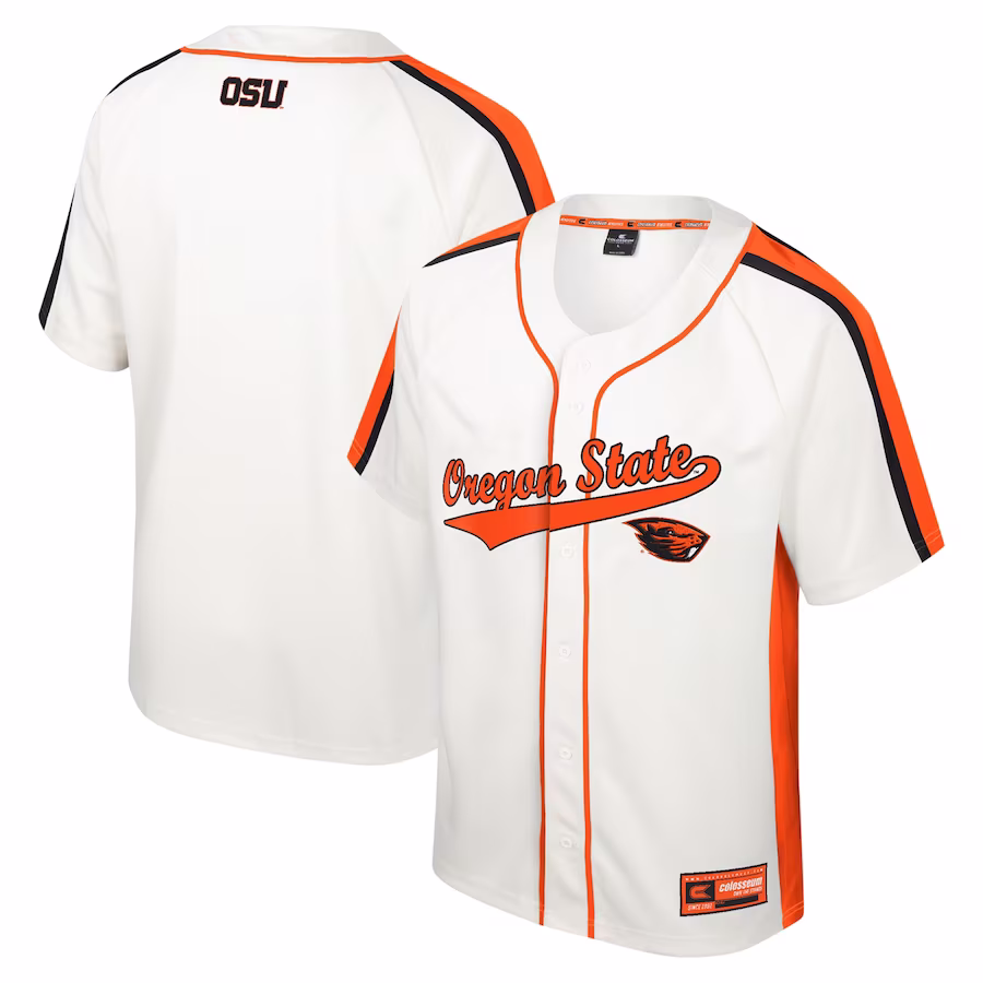 Oregon State Beavers Colosseum Ruth Button-Up Baseball Jersey - Cream - Mc Mu