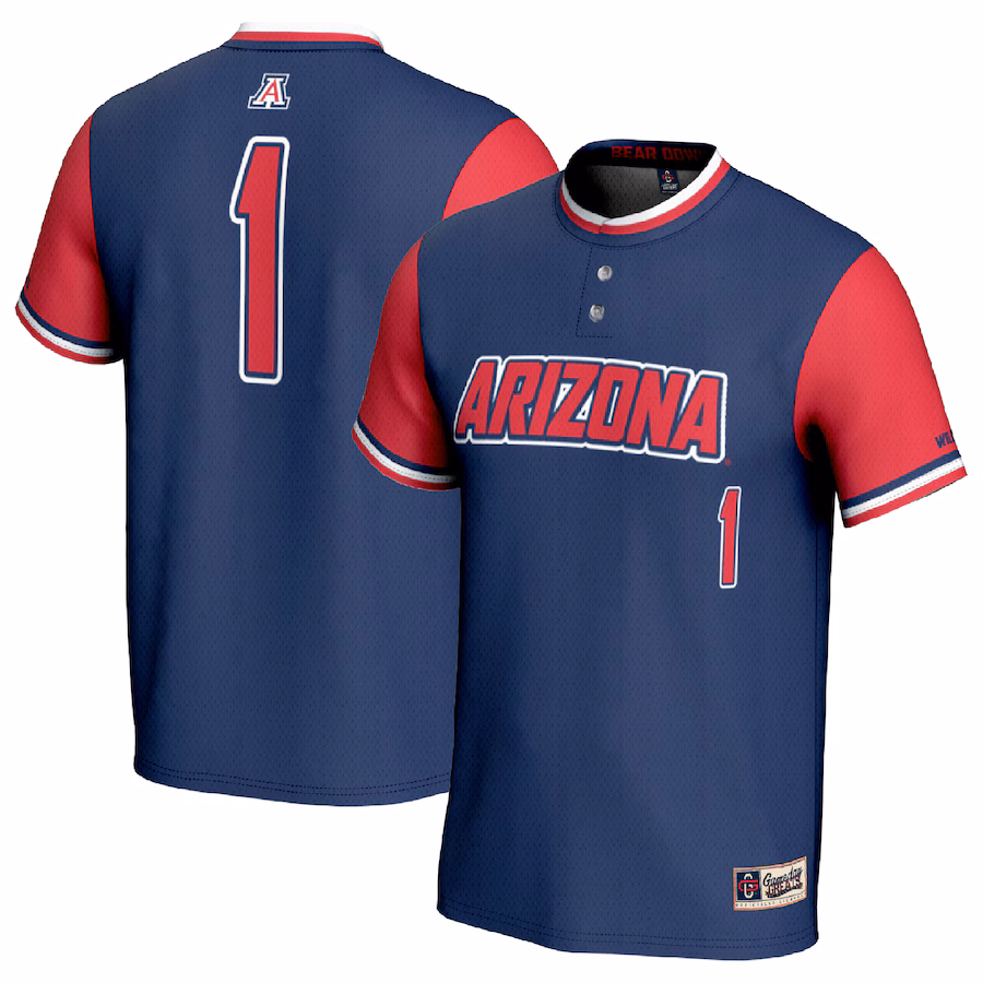 Unisex GameDay Greats #1 Navy/Red Arizona Wildcats Lightweight Softball Fashion Jersey - Mc Mu