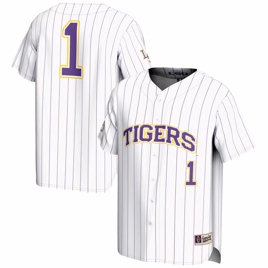 Youth GameDay Greats #1 White LSU Tigers Lightweight Baseball Jersey - Mc Mu