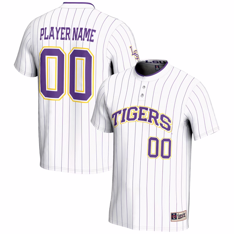 LSU Tigers GameDay Greats Youth NIL Pick-A-Player Lightweight Softball Jersey - White - Mc Mu