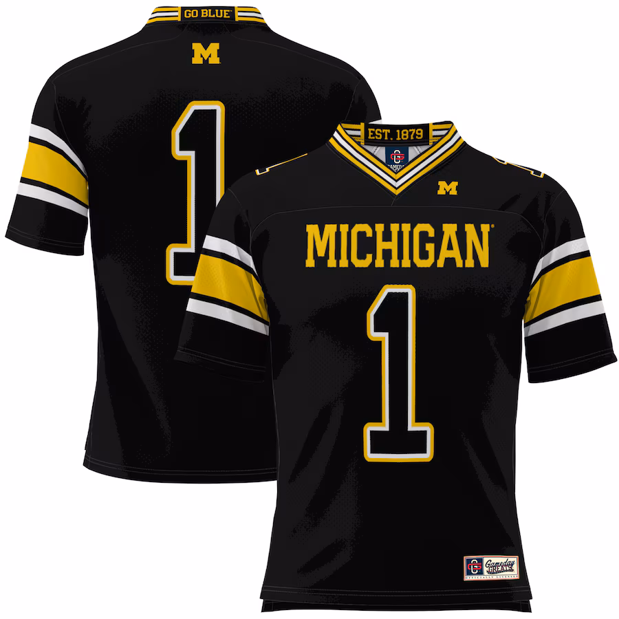Men's GameDay Greats #1 Black Michigan Wolverines Football Jersey - Mc Mu