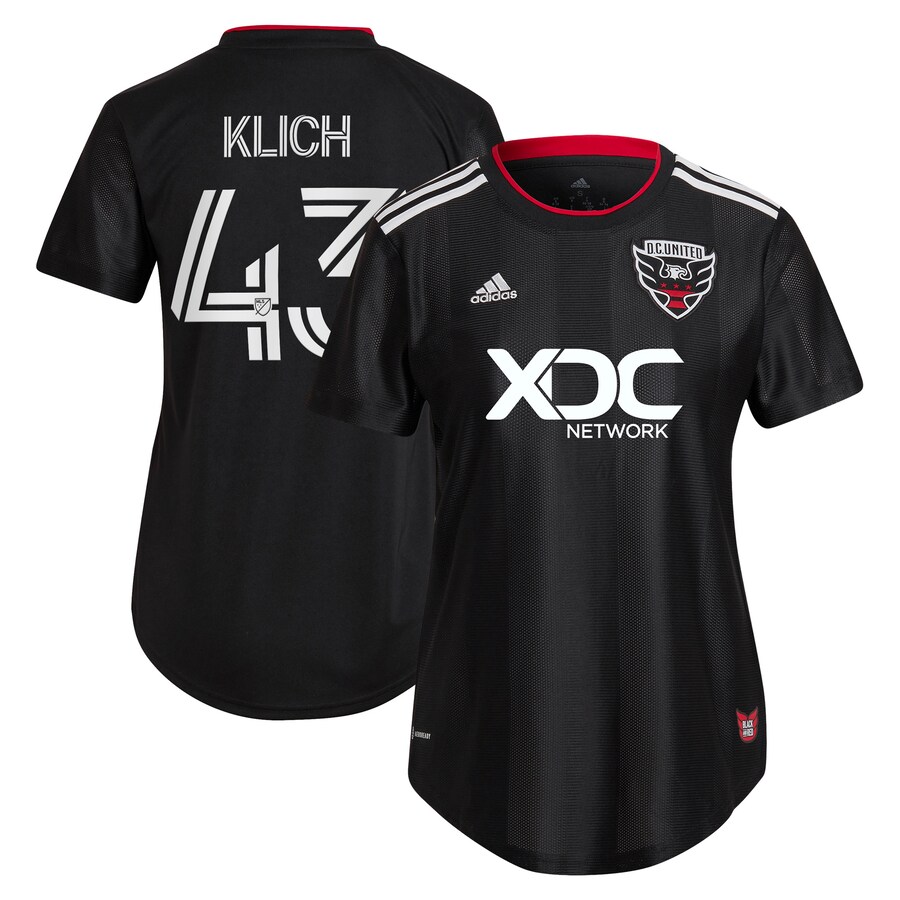 Women's D.C. United Mateusz Klich adidas Black 2023 Red & Black Kit Replica Player Jersey - Mc Mu